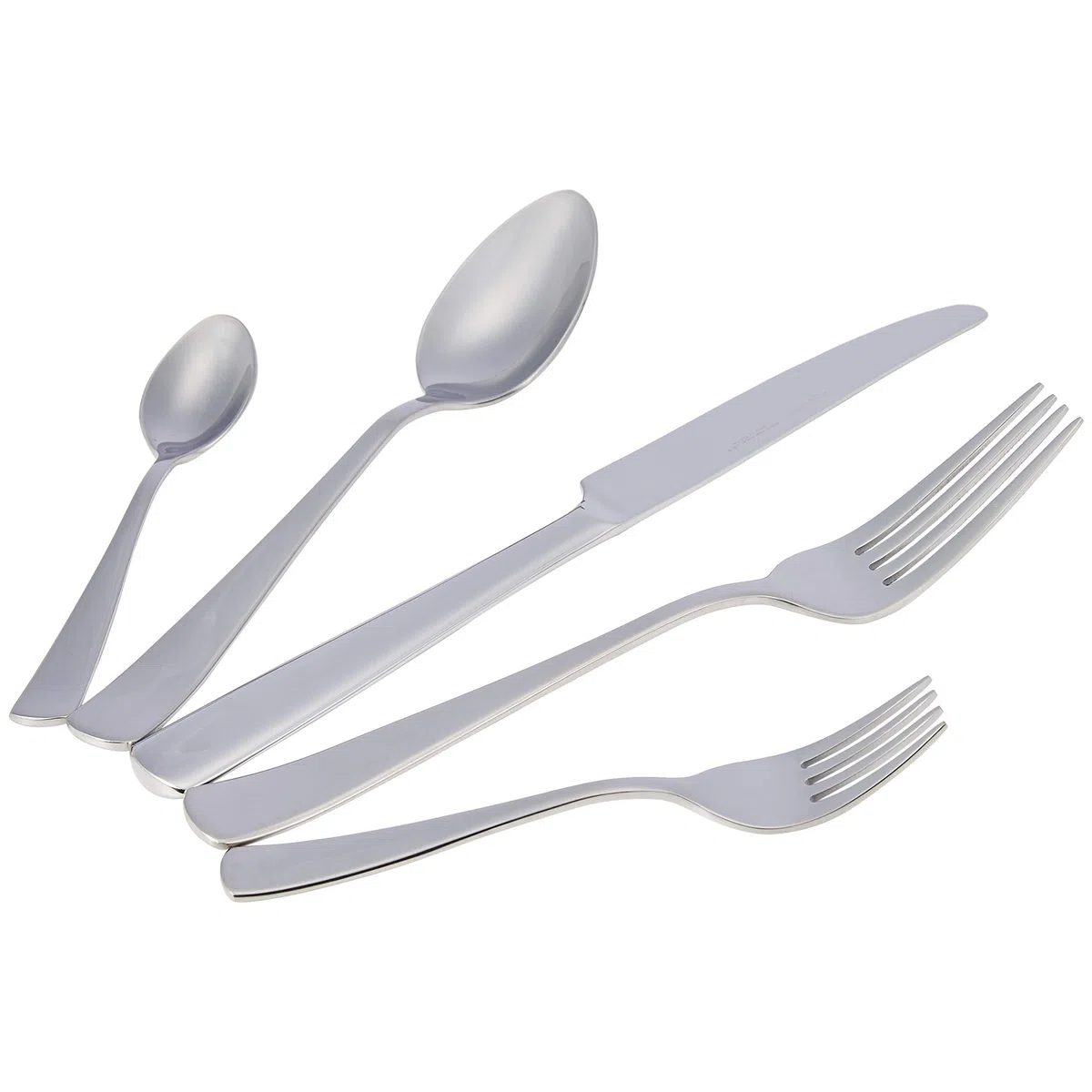 Amazon Basics Essbesteck-Set mit Eckiger Rand, Edelstahl, 20 Stück Set, für 4 Personen, Silberfarben