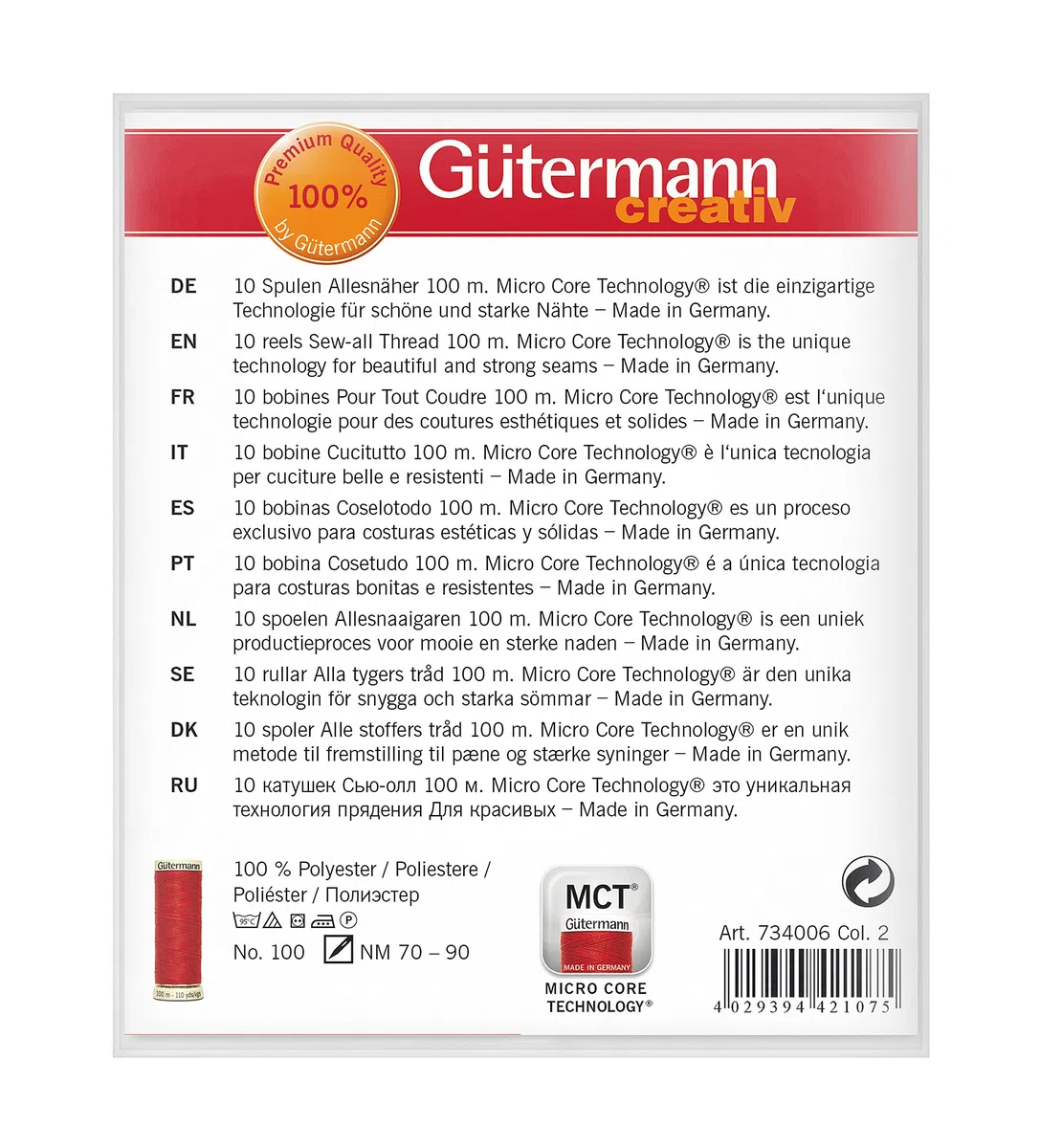 Gütermann creativ Nähfaden-Set mit 10 Spulen Allesnäher 100 m in Pastellfarben