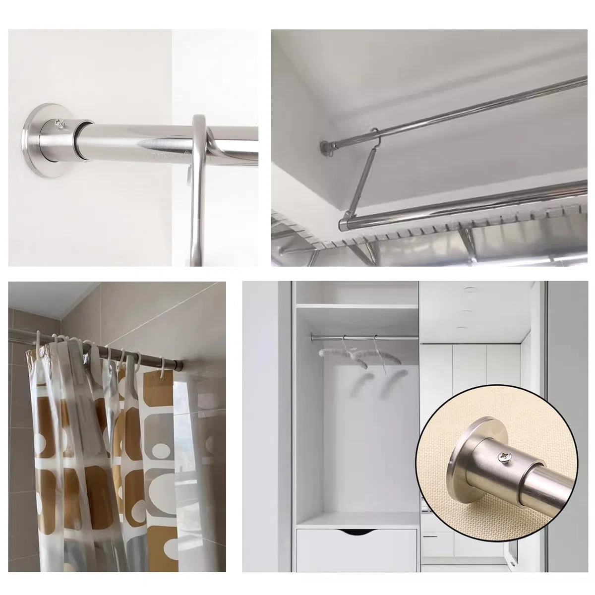 19 mm Wandhalterung, Rohrhalterung, 304 Edelstahl, Stangenflanschhalter, Stangenendstütze, Endhalterung für Schrank, Kleiderschrank, Duschvorhangstange, 8 Stück