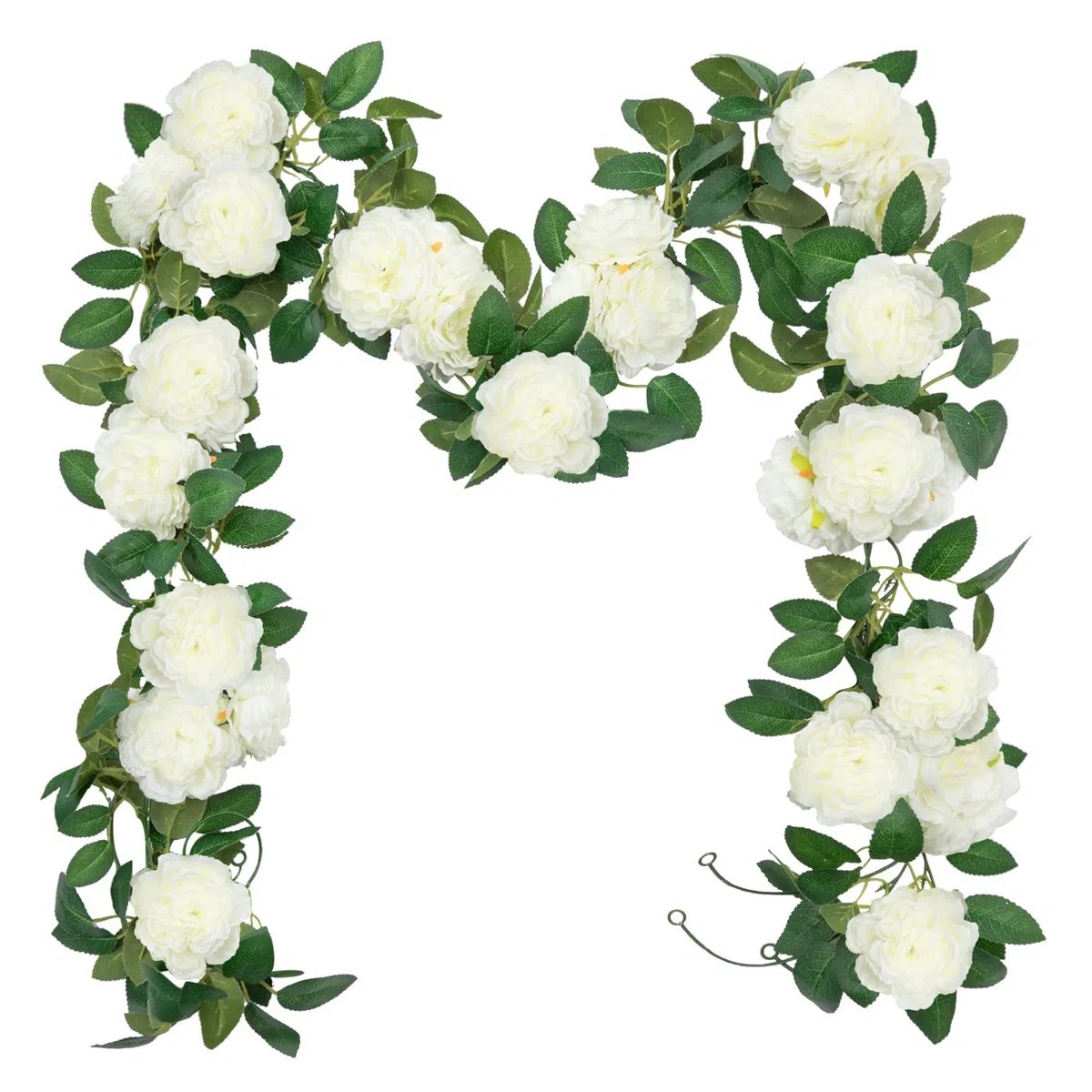 SHACOS Künstliche Blumen, 3 Stück, 6 m / 19,6 Füße, Weiß, künstliche Pfingstrose, Seidengirlande, zum Aufhängen, für Dekoration von Hochzeit, Party, Garten