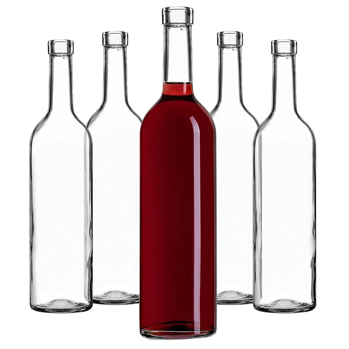 KADAX 10er Set Weinflaschen 750ml, leere Glasflaschen ohne Korken für Wein, Liköre und Spirituosen, Flaschen zum Befüllen, Likörflaschen aus Glas (Transparent)