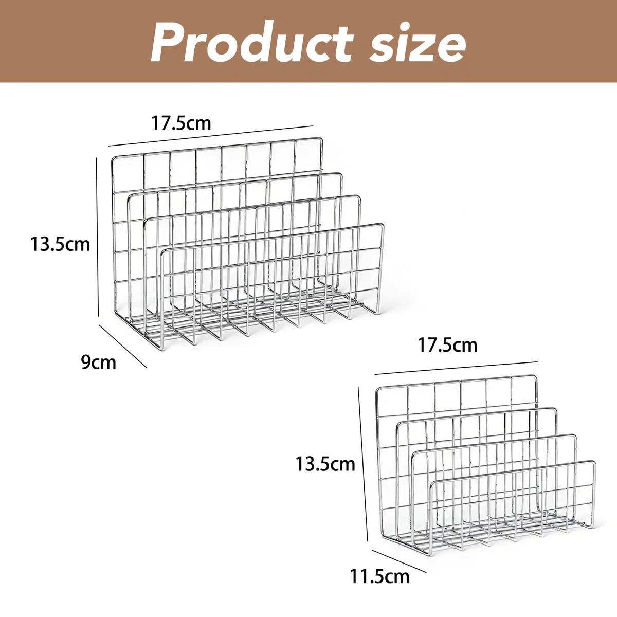 2 Stück Desktop Magazinhalter Silber Metall Schreibtisch Büro Zeitschriften Holder Silber Multi-fach Magazine Organizer Büro Zeitschriftenhalte etall Zeitschriftenhalter für Bücher,Akten,Brief
