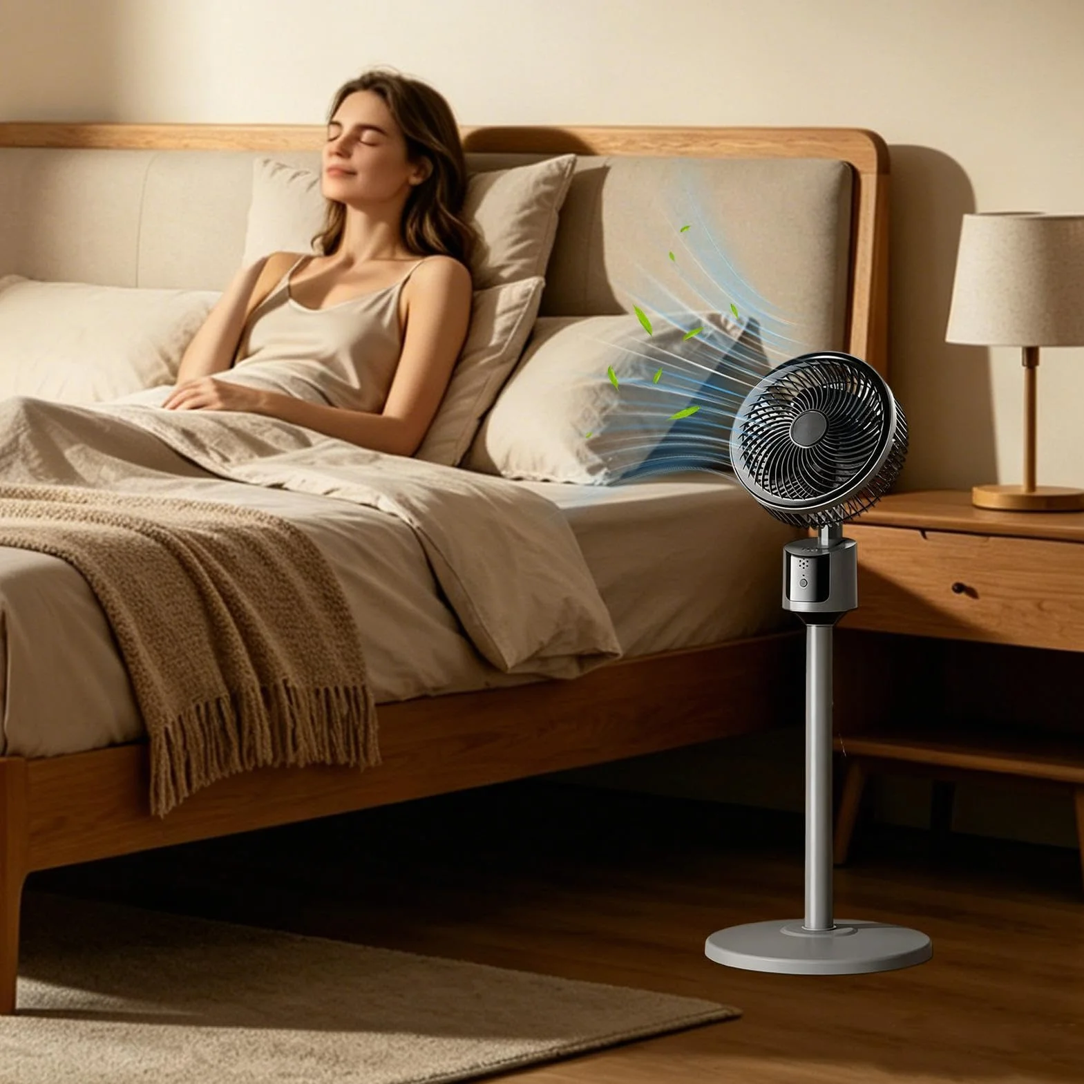 Schlafzimmer-Ventilator, großer leistungsstarker Luftkühler, 3 Geschwindigkeiten, USB-betrieben, stehender Zirkulator, leises Belüftungsgerät, tragbares Brisesystem für Schlafzimmer, Wohnzimmer, Büro