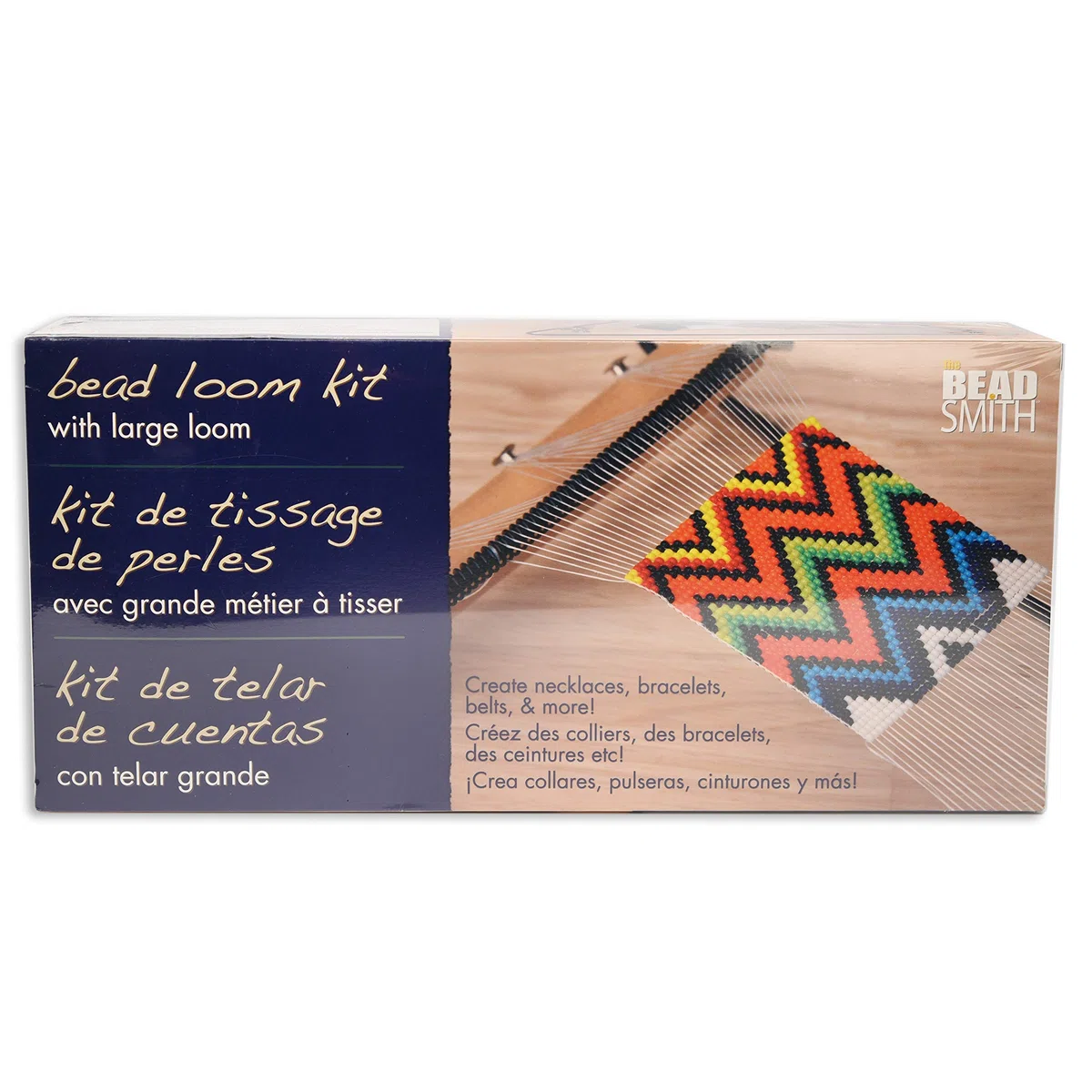 The Beadsmith Extra breites Metallperlen-Webstuhl-Set, enthält extra breiten Webstuhl (36,8 x 15,2 x 21,6 cm), Faden, Nadeln und 36 g Glasperlen für Armbänder, Halsketten, Gürtel und mehr