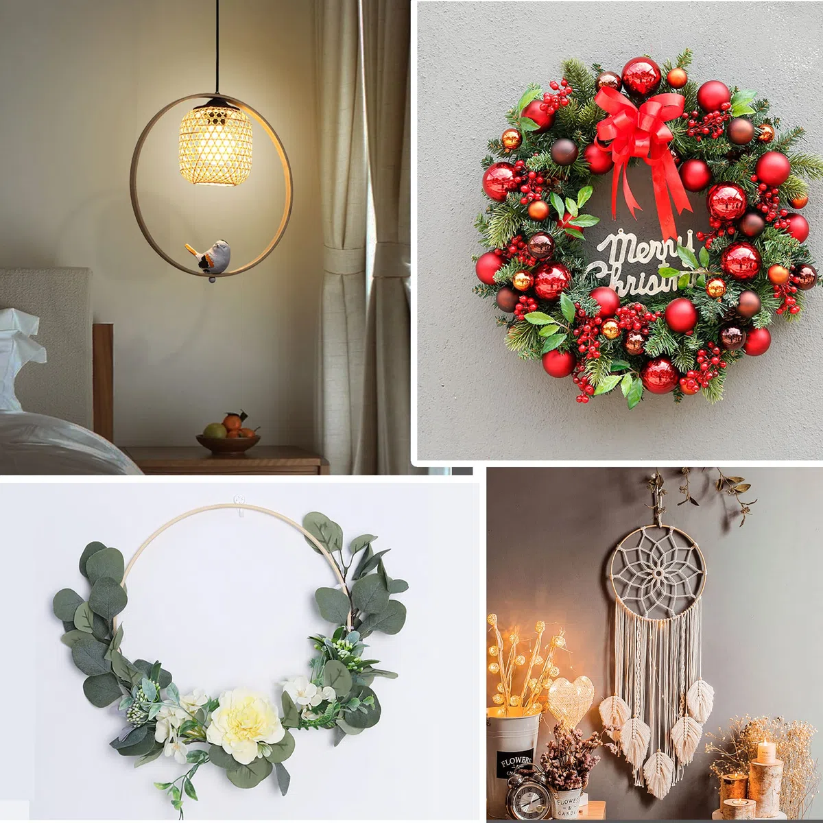 SOSMAR 10 Stück 2 Größen Holzringe zum Basteln - 25cm & 30cm Bambus Holz Ringe Hoops Set für Makramee/Traumfänger/Blumenkranz Türkranz/Wandbehang Fensterdeko DIY Set