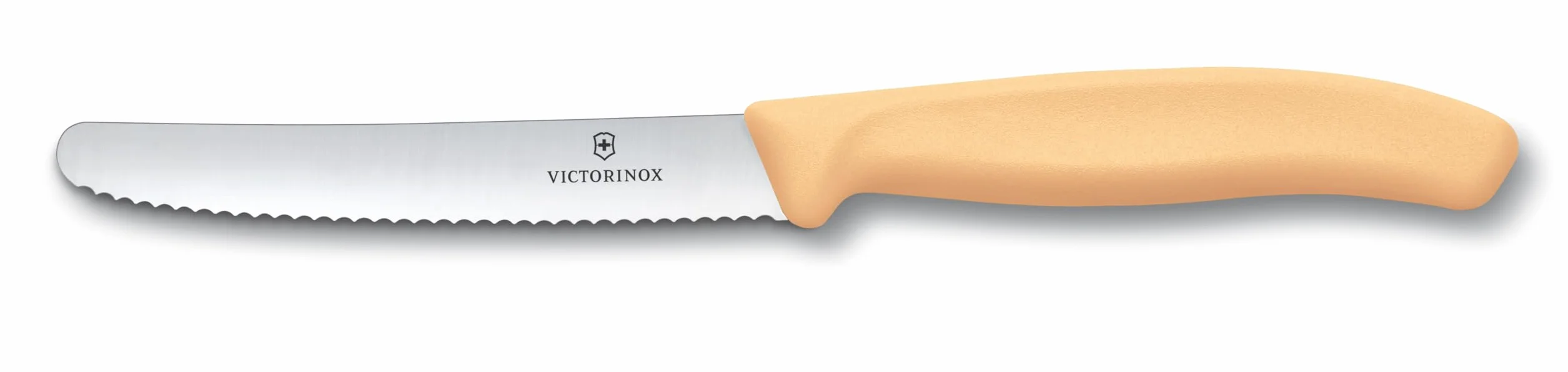 Victorinox Swiss Classic Frühstücksmesser, Brötchenmesser, Set 4teilig, Scharfe Klinge, Wellenschliff, 11 cm, Rostfreier Stahl, Pink, Orange und Gelb