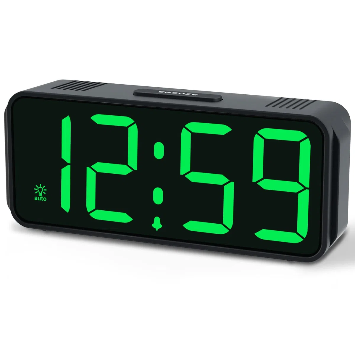 Eachui Wecker Digital Batteriebetrieben, Automatischer Dimmer, Ohne Ticken wecker für Kinder Kleiner, Uhr Lautstärke und Helligkeit Einstellbar, Snooze, 12/24HR(Grün Ziffern)
