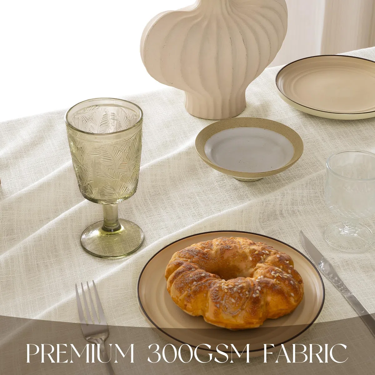 Leinenoptik Tischdecke Abwaschbar 140 x 240 cm Rechteckig Outdoor Tischdecken Beige Wasserabweisende Modern Tischtuch 300 g/m² Tischwäsche Wohnzimmertisch Für Picnic,Garten,Hochzeiten,Party
