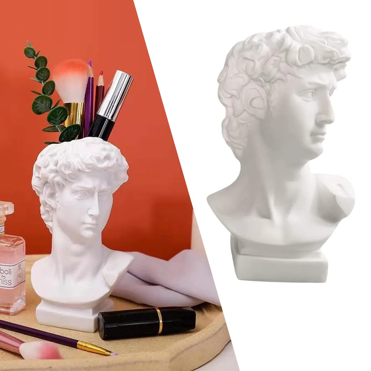 David Statue Blumenvase, David Kopf Büste Skulptur Pflanzer, Harz Kunst Handwerk Skulptur Desktop Schmuck Schmuckhalter Indoor Outdoor Sukkulenten Skizze Praxis Geschenk
