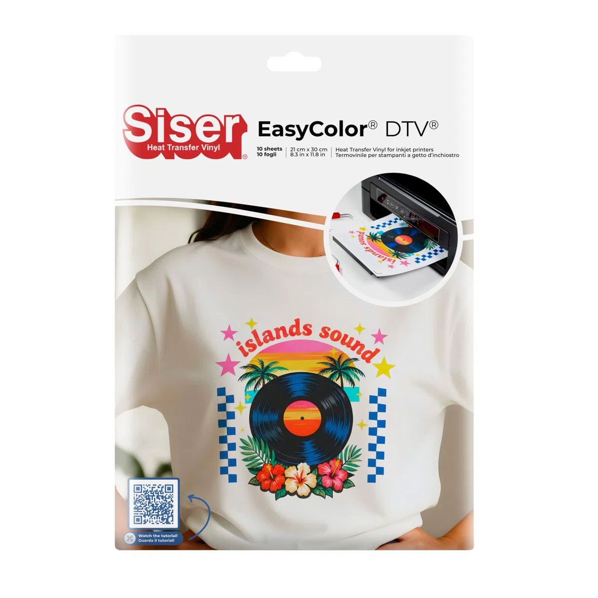Siser Craft Pack Easy Color DTV - 10 Blatt A4-Thermovinyl-Set, kompatibel mit Tintenstrahldruckern, bedruckbares thermoklebendes Vinyl