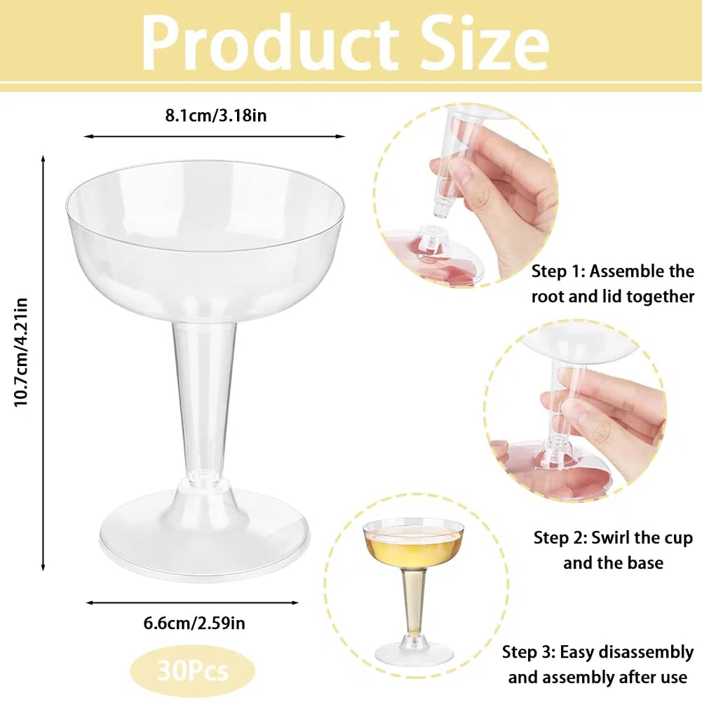 NAMIS Sektgläser Plastik 30 Stück Champagner Coupe 120ml Mehrweg Champagnerflöten aus Kunststoff für Hochzeit Party Picknicks Geburtstage (Transparent)