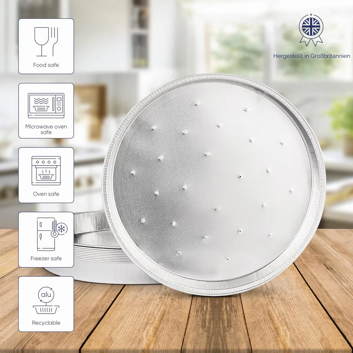 Coppice Flache gelochte Alu-Pieformen – Runde Backformen für Kuchen, Quiche & Tarte | Ø 18 cm x 2 cm | Ofen-, Mikrowellen-, Airfryer- & Gefriergeeignet | 10 Stück
