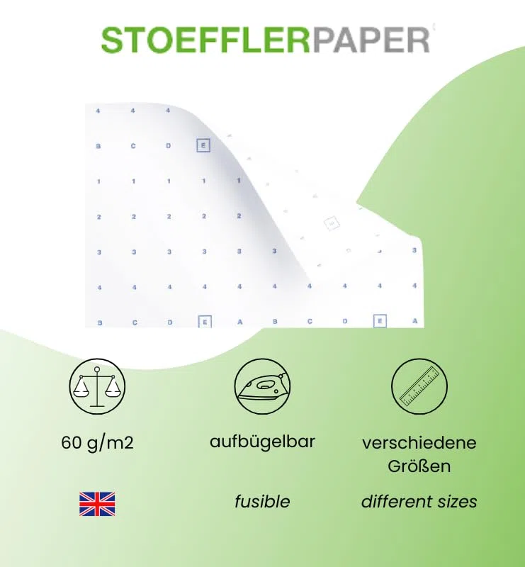 Heißsiegelpapier Rolle bedruckt | 91 cm x 15 m | 60 g/m² | Raster-Aufbügelpapier für exaktes Zuschneiden & Positionieren auf Stoff | Made in Europe