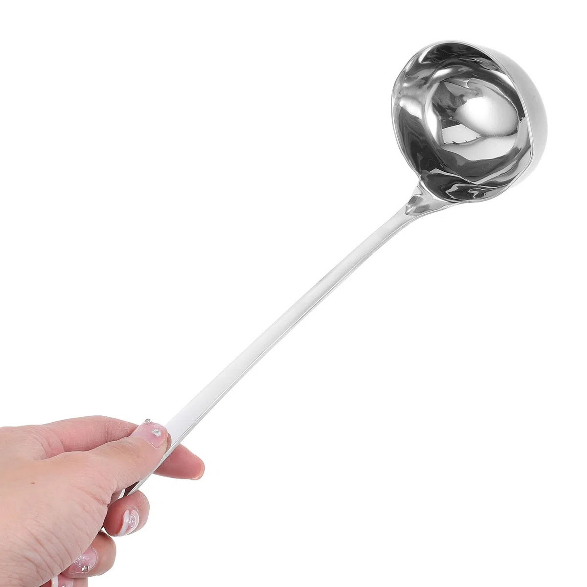 Edelstahl Suppenkelle Mit Doppeltem AusgießEr 27 Cm SchöPflöFfel FüR Links- Und RechtshäNder KüChenutensilien Zum Servieren Von Suppen Und FlüSsigkeiten