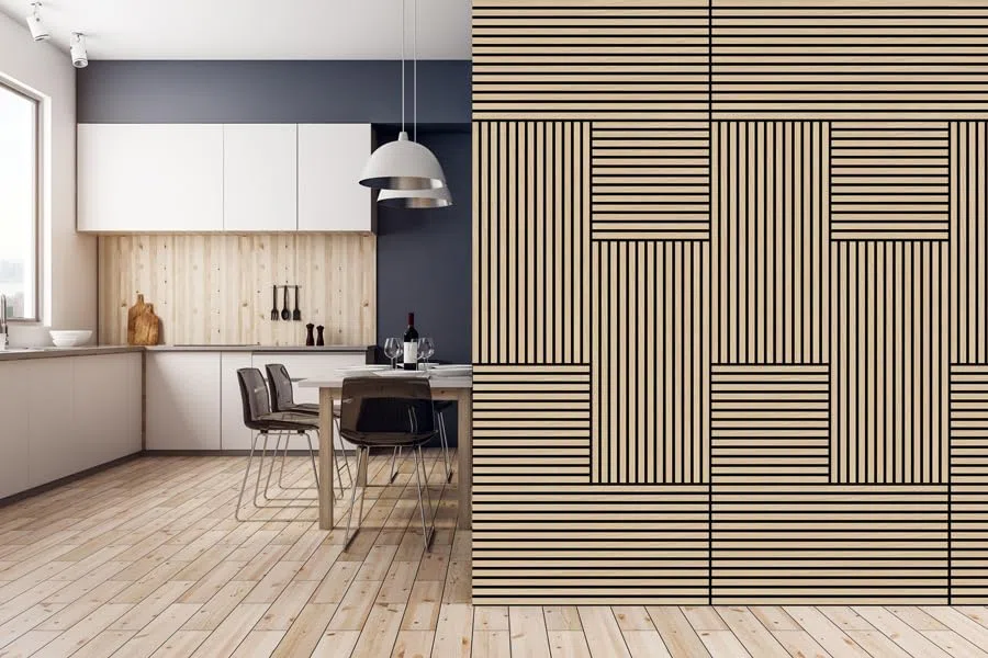 JANGAL Modular Wall Akustikpaneel, Echtholz Furnier Eiche + MDF (52 x 104 cm), Modulares Wandpaneel, mit recyceltem PET-Filz, zum Kleben oder Schrauben, Wandverkleidung, Holzpaneel (Fanal Oak)
