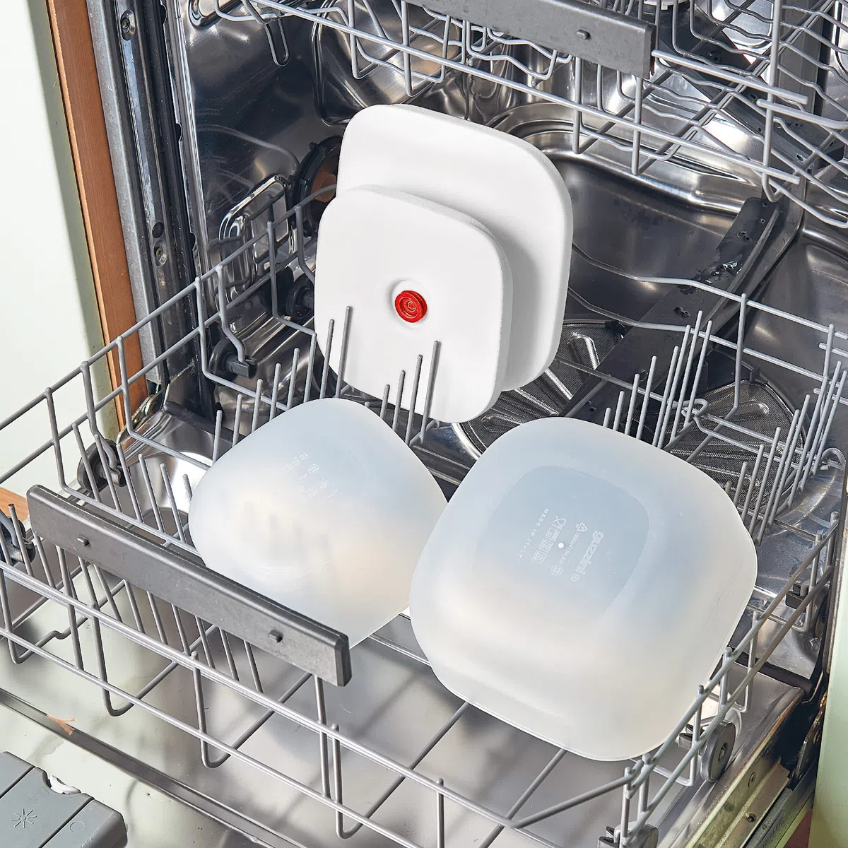 Guzzini - Kitchen Active Design, SAVE IT Vakuumbehälter Flach (M) - Weiß, 16,3x16,3xh8 cm | 975 cc - 11850111