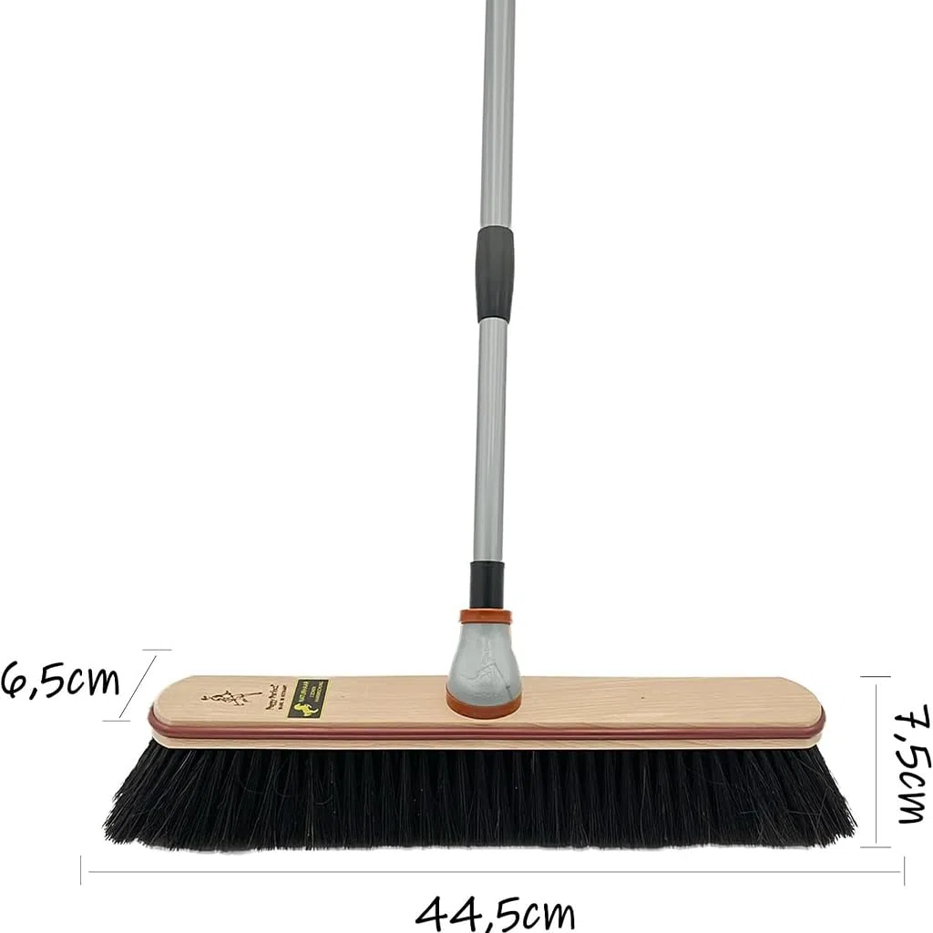 Peggy Perfect Stubenbesen Zimmer- Laminat- Parkett- Besen mit Rosshaar Besatz und Teleskopstiel, Beige, 44,5cm x 6,5cm x 7,5cm, 4031