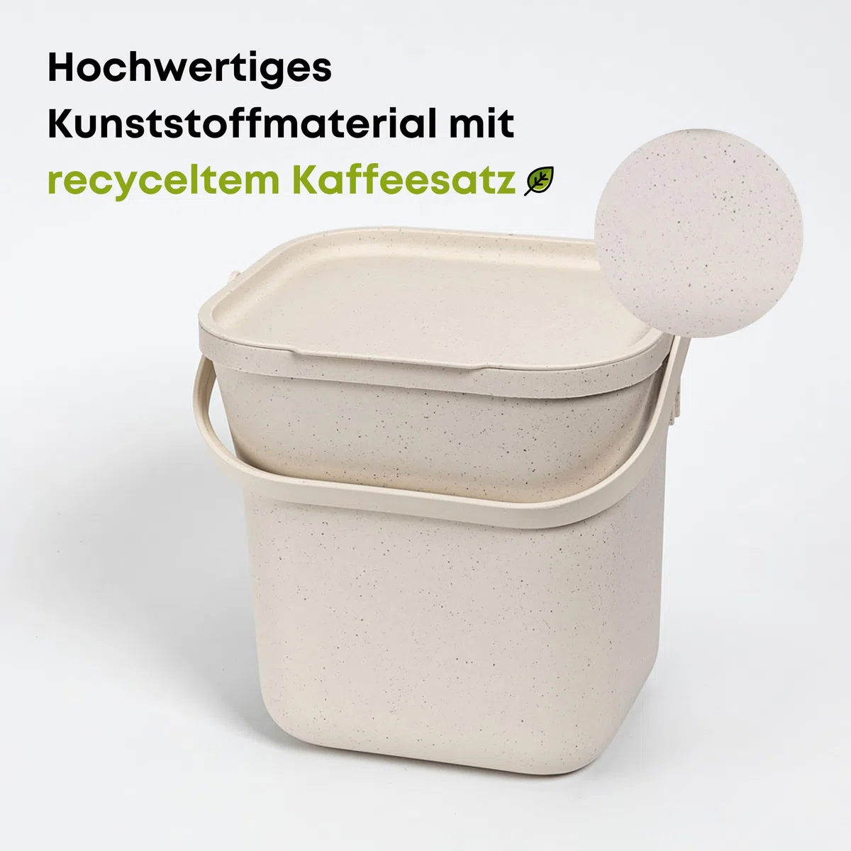 Urbalive Design Biomülleimer Küche 8L mit herausnehmbarem Sieb - Komposteimer Küche mit Deckel - Kleiner Mülleimer für alltäglichen Biomüll - Spülmaschinenfest, mit Kaffeesatz-Beimischung hergestellt