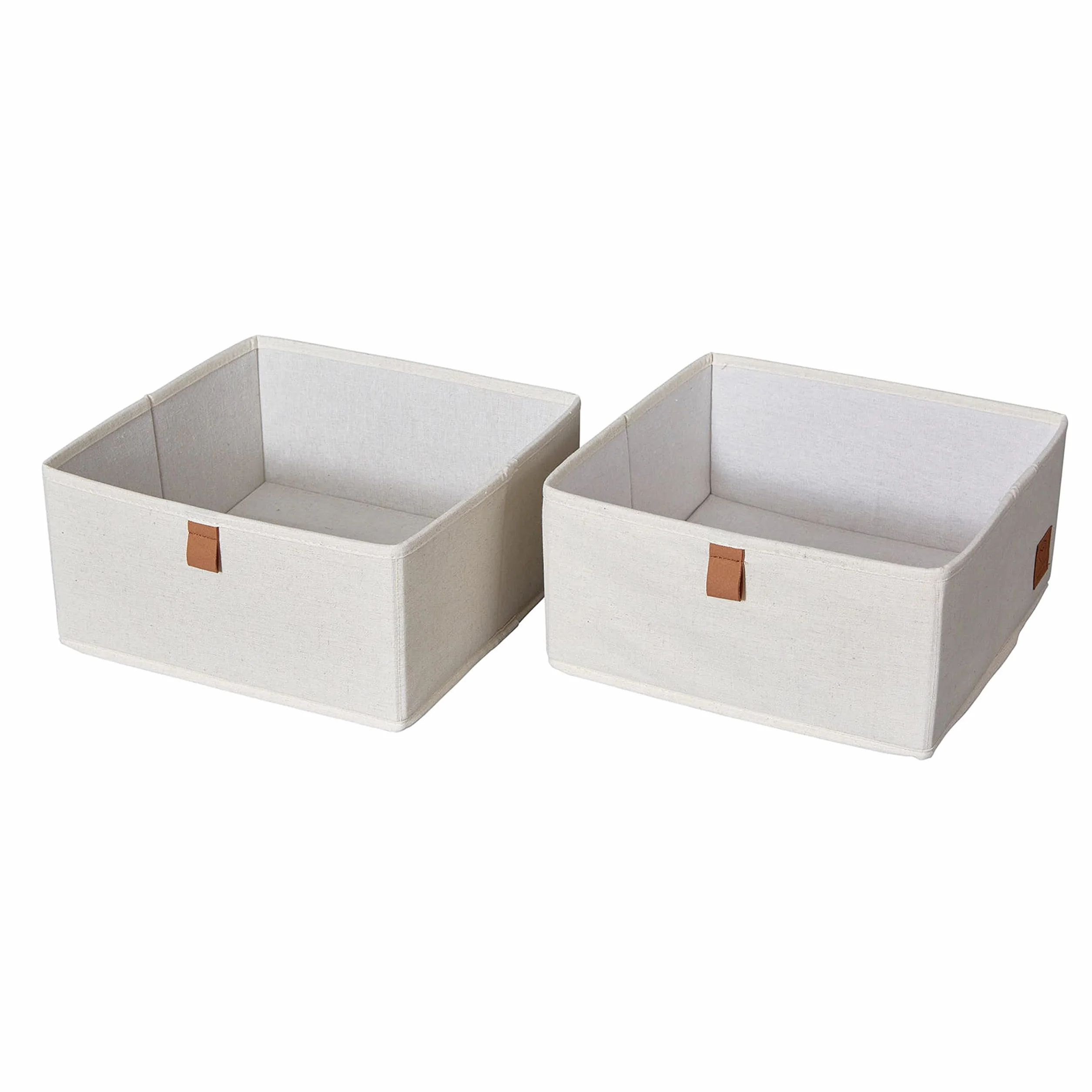LOVE IT STORE IT Premium Aufbewahrungsbox 2-teilig - Organizer für den Kleiderschrank aus Leinen-Baumwoll-Mix - Verstärkt mit Karton - Set mit zwei großen Boxen - Beige - 30x30x15 cm