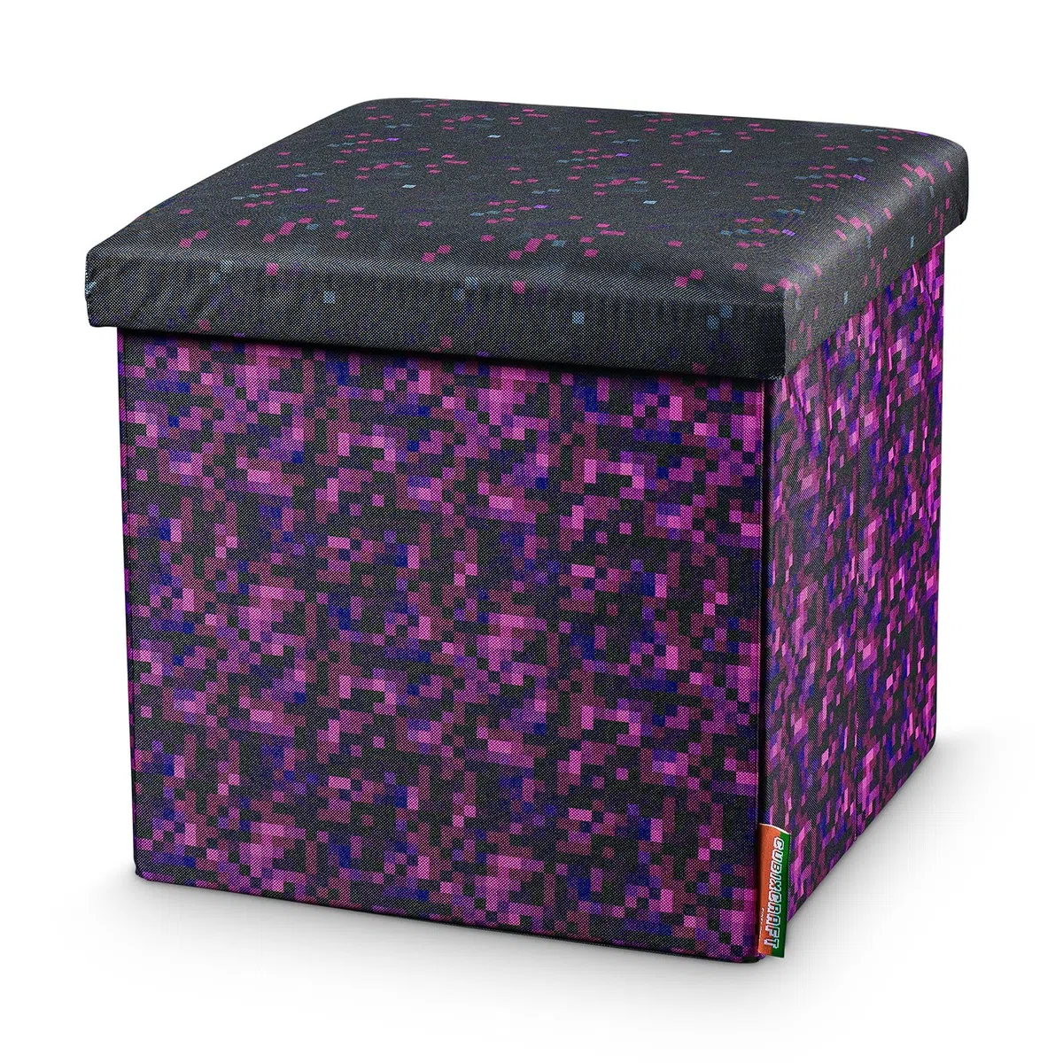 Pixeldesign Sitzwürfel Sitzhocker mit Stauraum, Faltbarer Hocker, Fußhocker, Falthocker, Sitzwürfel für Wohnzimmer, Kinderzimmer Pixelart (38 x 38 x 38 cm mystischer Nebel)…