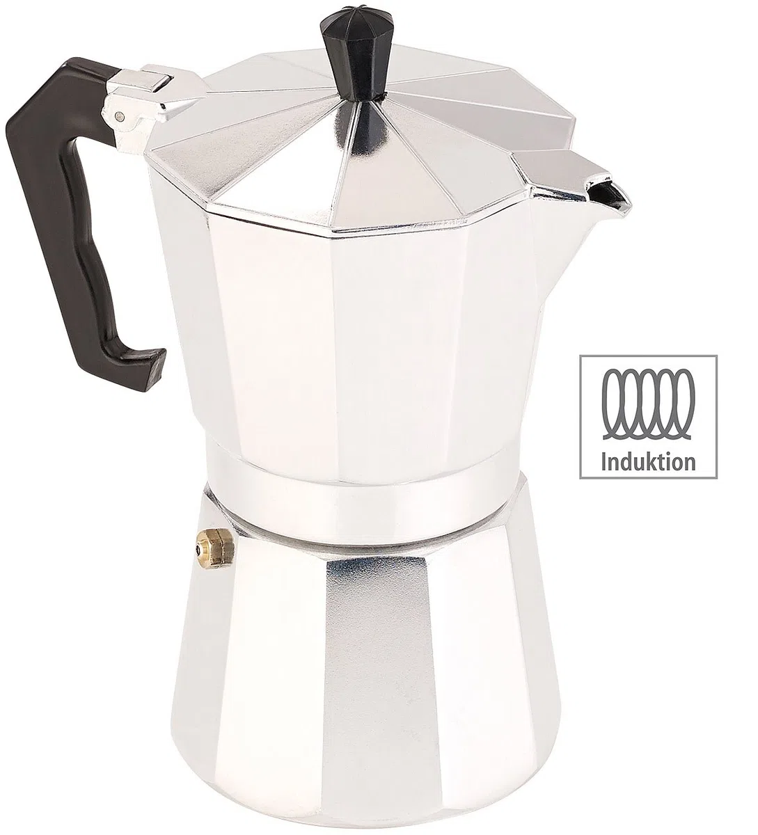 Espressokanne: Espressokocher für 6 Tassen; für Induktions-Herde geeignet; 300 ml (Espressomaschinen, Espressokanne Induktion, Mokka)