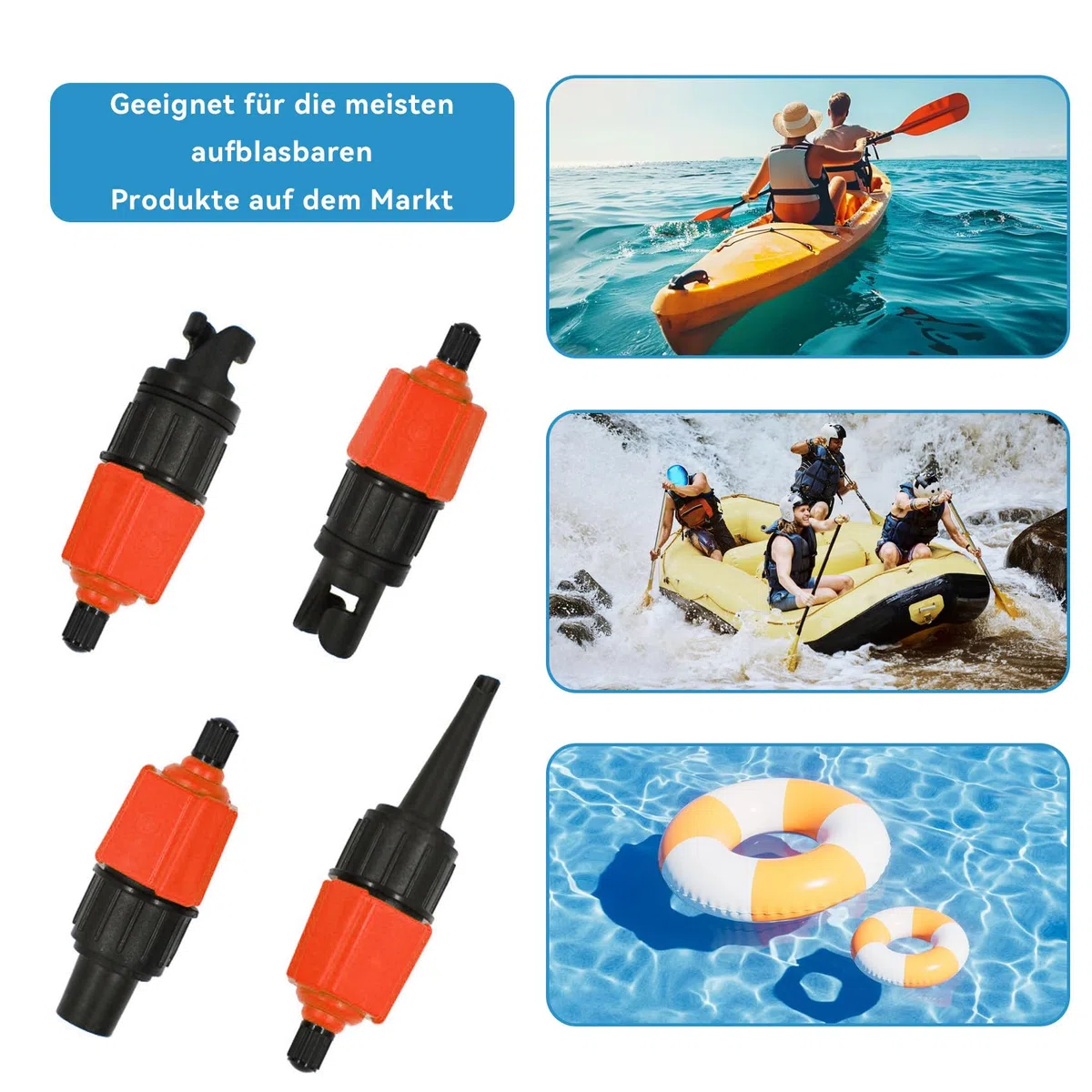 Aufblasbarer SUP Pumpenadapter Paddle Board Ventiladapter mit 9 Standard Luftpumpendüsen Multifunktional Adapter Luftpumpe