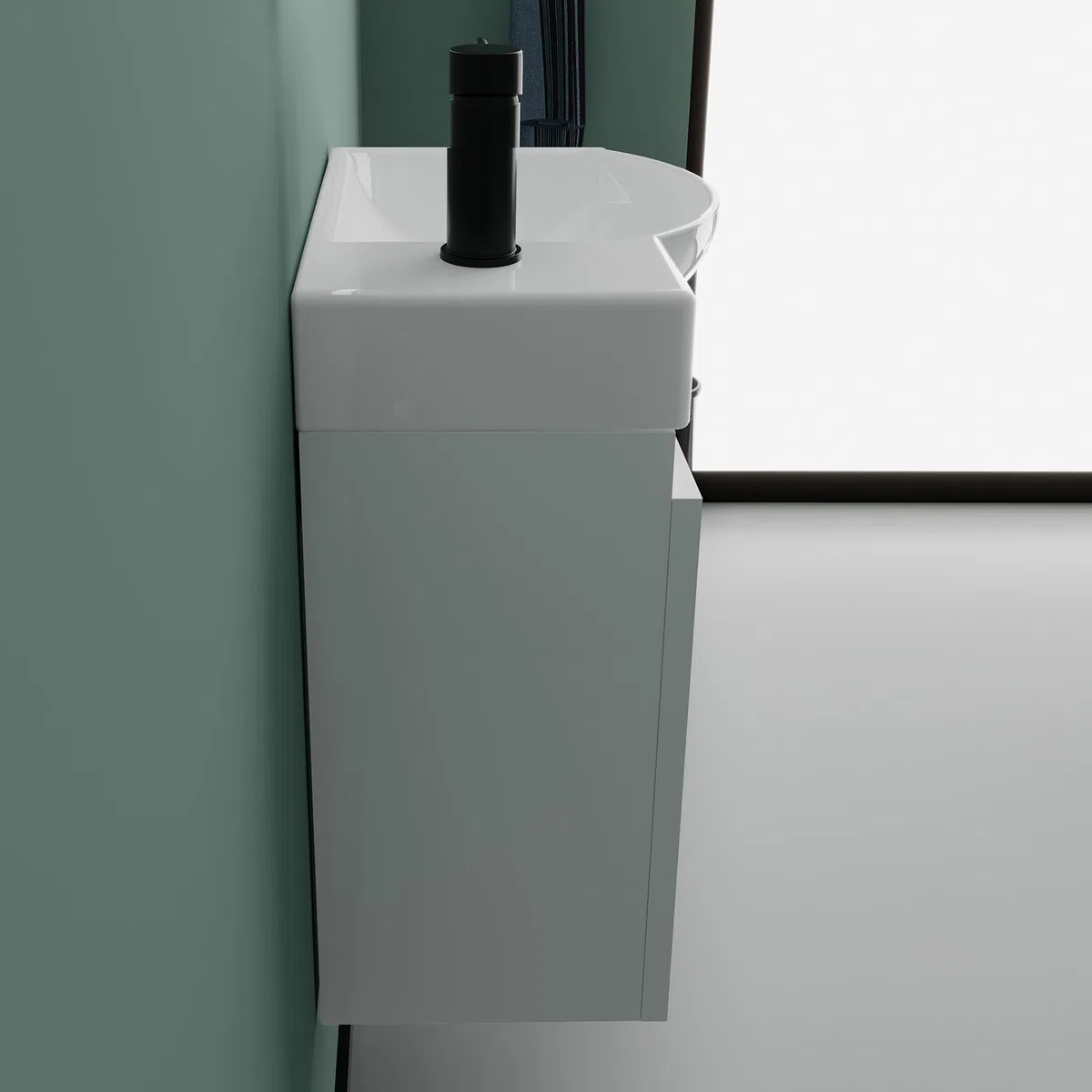 Alpenberger Badmöbel Set Vormontiert | Waschtisch mit Unterschrank 45 x 32 cm | Handwaschbecken aus Keramik mit Überlauf | Waschbeckenunterschrank mit Soft-Close Funktion | Bad und Gäste-WC