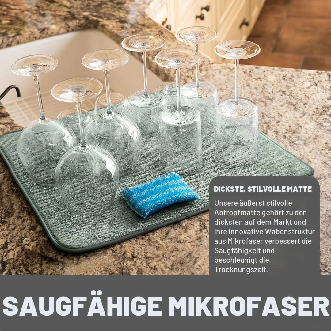 Bellemain XXL Geschirrmatte, Mikrofaser, super saugfähig (grün, 40,6 x 45,7 cm)