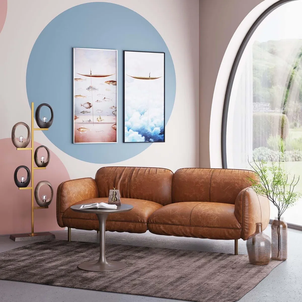 Kare Design Leinwandbild Cloud Boat, Mehrfarbig, 120x60 cm, Wandbild, Wandkunst, Wohnaccessoire, Mit Massivholzrahmen, Abstrakt, Himmlich, Wohnzimmer