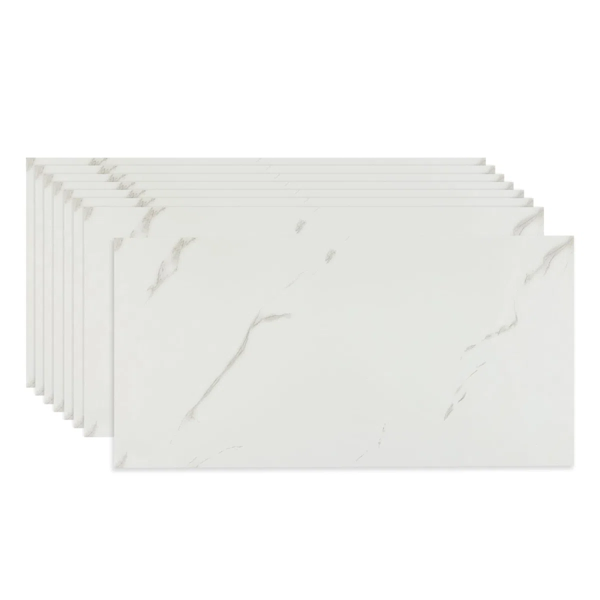 Fantasnight Weiß Klebefliesen Selbstklebende Küche, Fliesenaufkleber Marmor 60 x 30 cm 10 Stück Wasserdicht, Abnehmbare Fliesen Folie für Küchenrückwand, Bad, Schrank