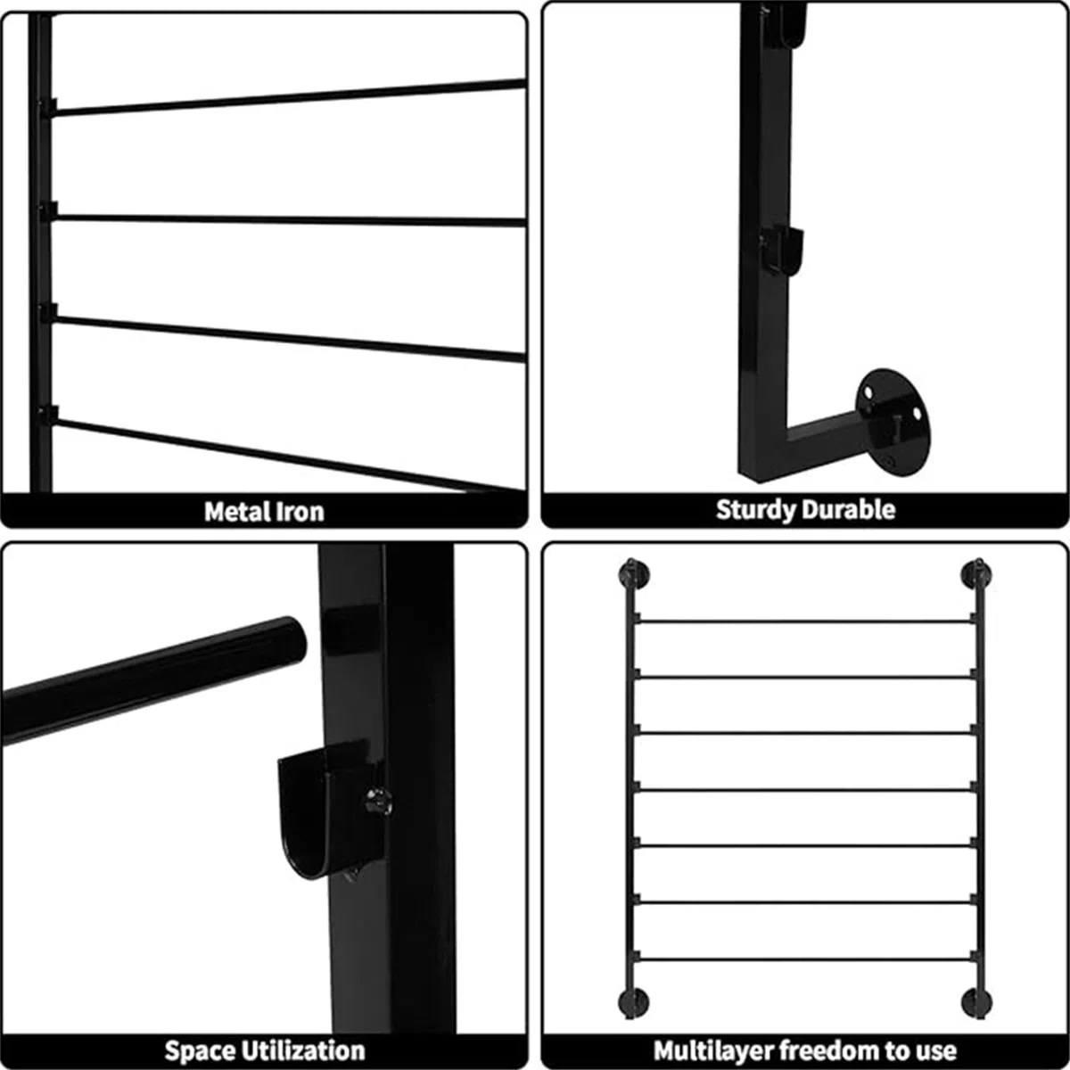 7-stufiger Eisen Schleifenband Halter Wandmontiertes Farbbandregal für Schlafzimmer & Bänder, Bastelräume und Konditoreien, tragbares Metallspulenregal Geschenkpapierhalter für Blumenladen