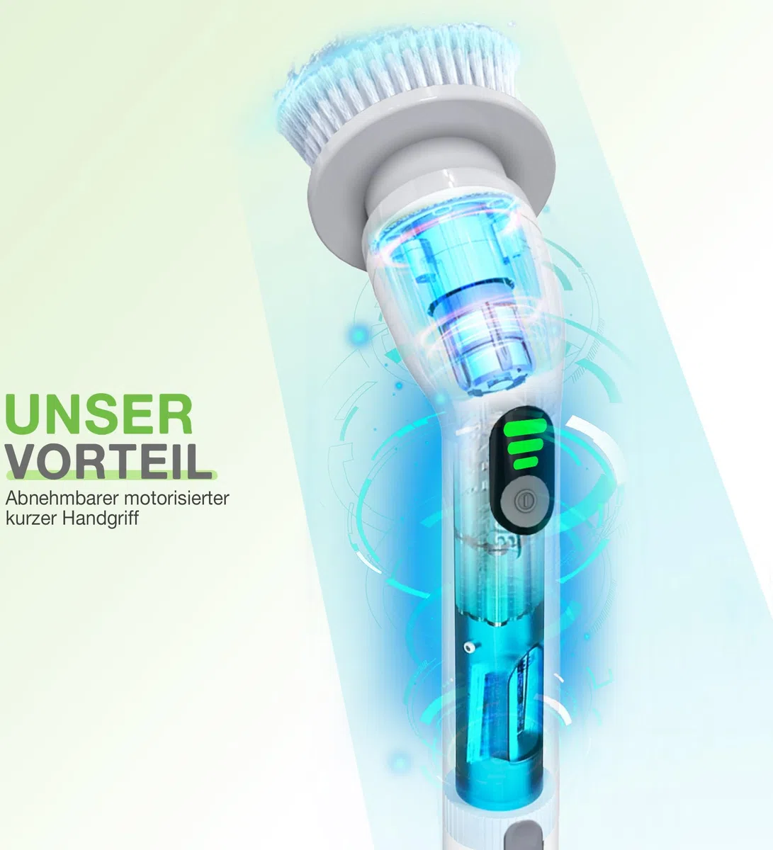 Elektrische Reinigungsbürste mit 4 Aufsätzen, 400 U/min Turbo, Teleskopgriff & 2500mAh Akku – Bad, Küche, Fliesen, Auto, Fugen – Kabellos & wasserdicht