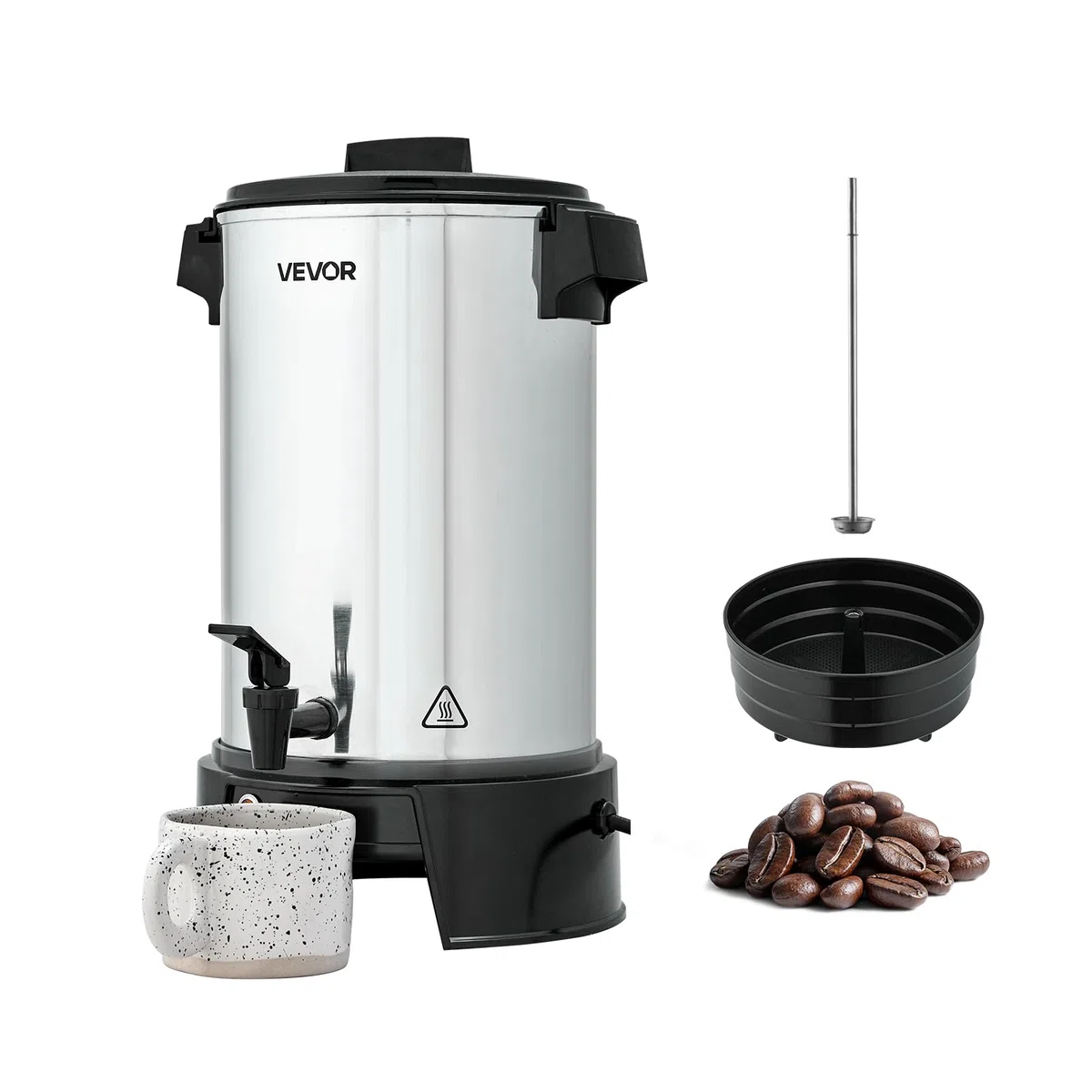 VEVOR kommerzieller Kaffeeautomat 40 Tassen 6 L Heißgetränkespender mit tropffreiem Wasserhahn, Kaffeekanne mit automatischer Temperaturregelung, für Catering Party Kirche Restaurant Café