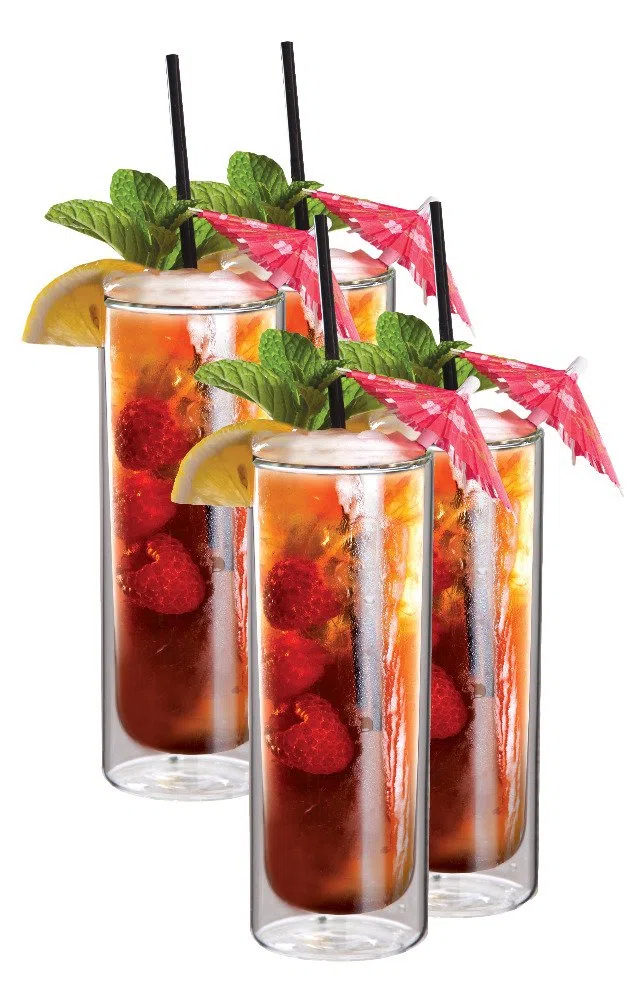 maxxo Doppelwandig Gläserset Mojito 4X 300 ml Thermogläser mit Schwebe-Effekt Hitze- und Kälte- beständig Isolierte Gläser Doppelwandiges Glas