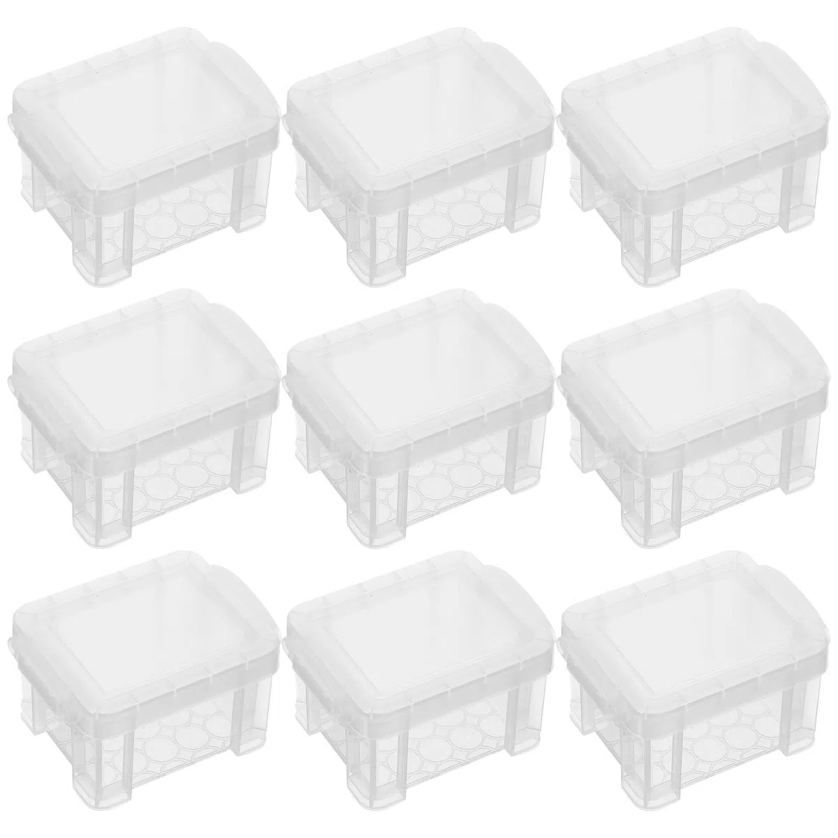 PACKOVE 10 Kleine Durchsichtige Plastikbehälter mit Deckel Stapelbare Aufbewahrungsboxen für Büro Schmuck und Kleinteile Platzsparende Kleiner Organizer für Schreibtisch und Schubladen