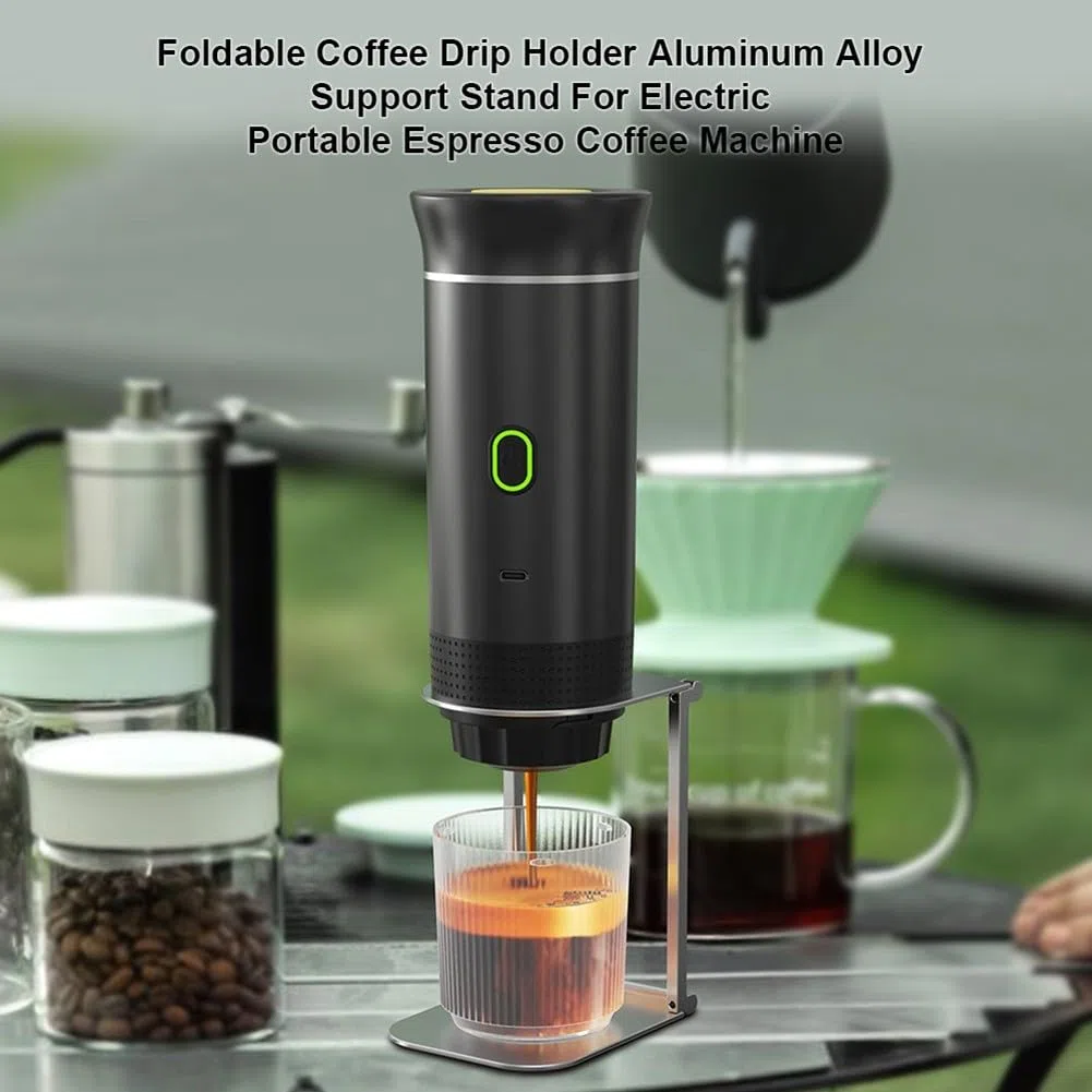 Yhenlovtt Tragbarer Kaffee-Tropfständer, Edelstahl-Filterhalter mit Basis, faltbares Design für Camping, Wandern, Reisen, Outdoor-Brauen, Espressomaschinen, verstellbare Höhe
