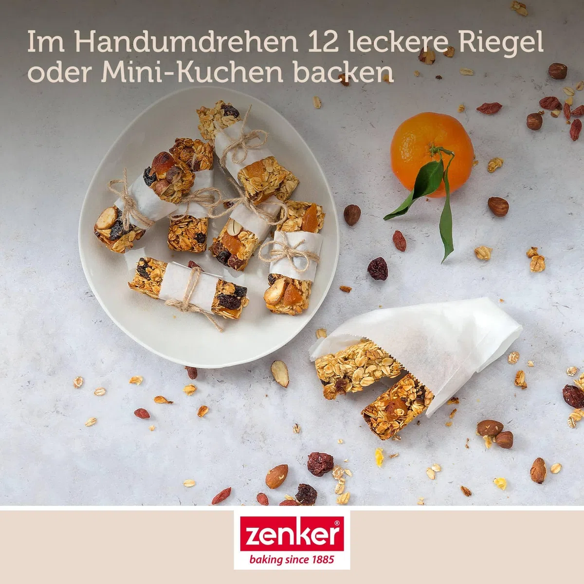 Zenker Müsliriegel Backform – Silikonform zum Backen von 12 Riegel – Müsliform aus Silikon mit Antihaft-Eigenschaften – Hitzebeständige und spülmaschinengeeignete Müsliriegelform