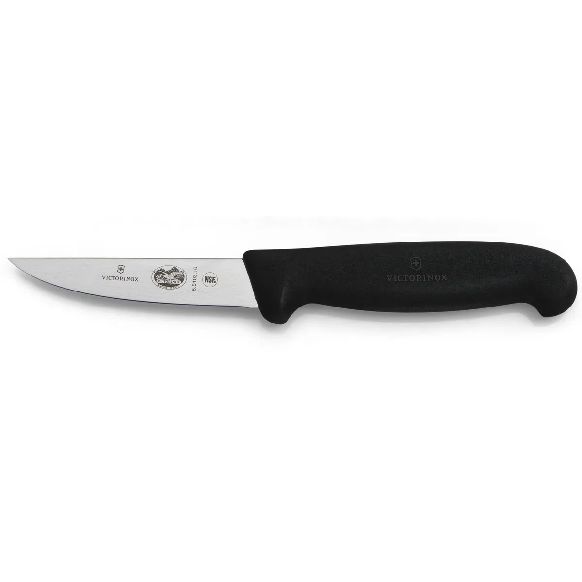 Victorinox Fibrox Schälmesser für Gemüse und Obst, Kleines Ausbeinmesser für Fleisch, 10 cm, Gerade Klinge, Scharf, Rostfreier Stahl, Schwarz