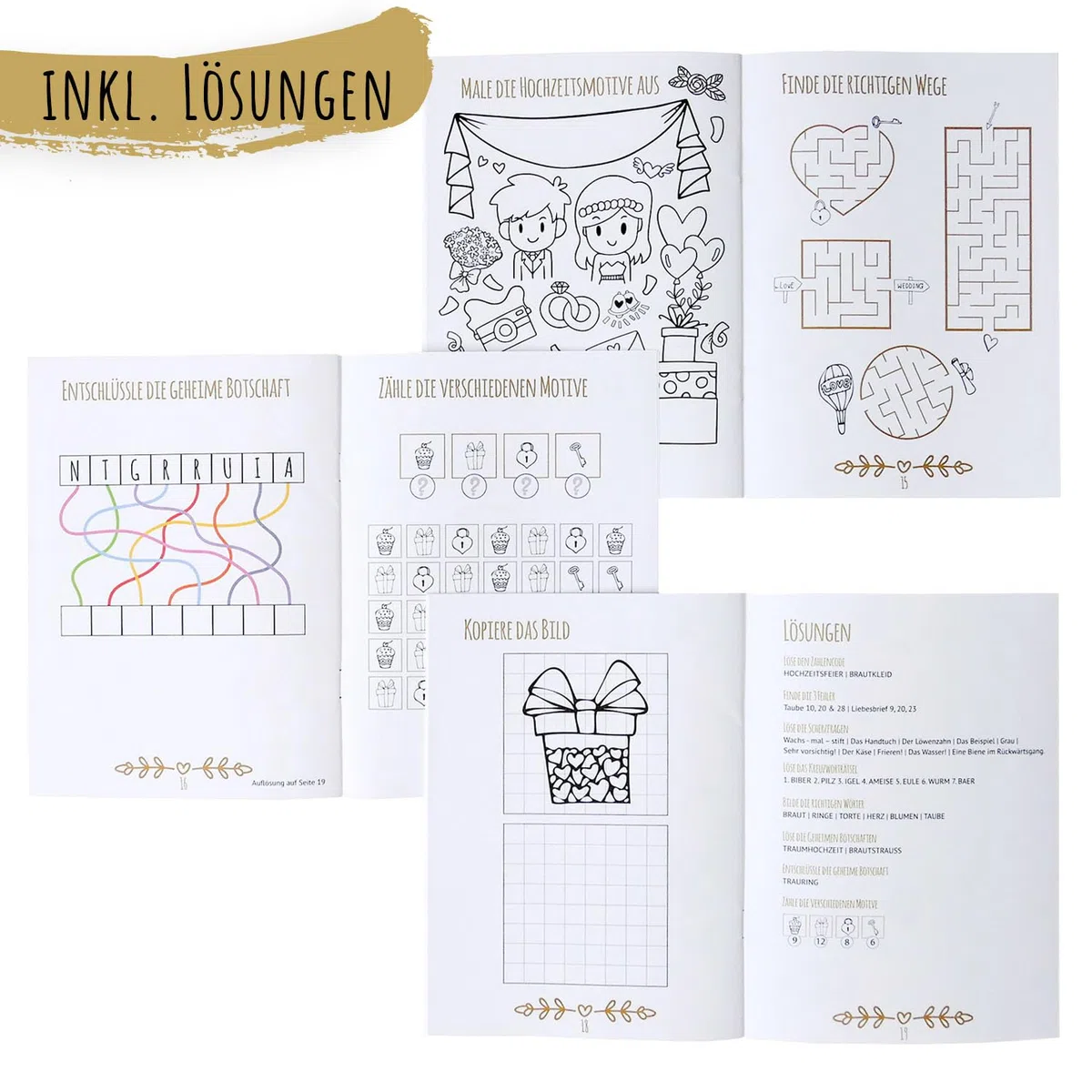 JEKA 10 Hochzeitsmalbuch für Kinder mit Stiften (10er Set), Hochzeit für Kinder, Kinderbeschäftigung Hochzeit, Gastgeschenk Hochzeit, Hochzeit Mitgesbel, Malbuch Hochzeit