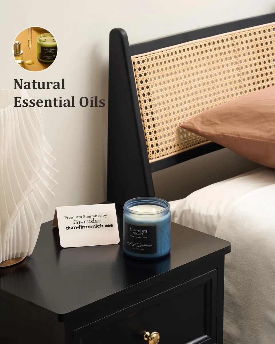 M&SENSE Sommernacht Duftkerze im Glas, Natürliche Sojakerze mit zwei Dochte, 330g große Patchouli Kerzen bis zu 70 Std. Brenndauer, Kerzengeschenke für Frauen, Männer