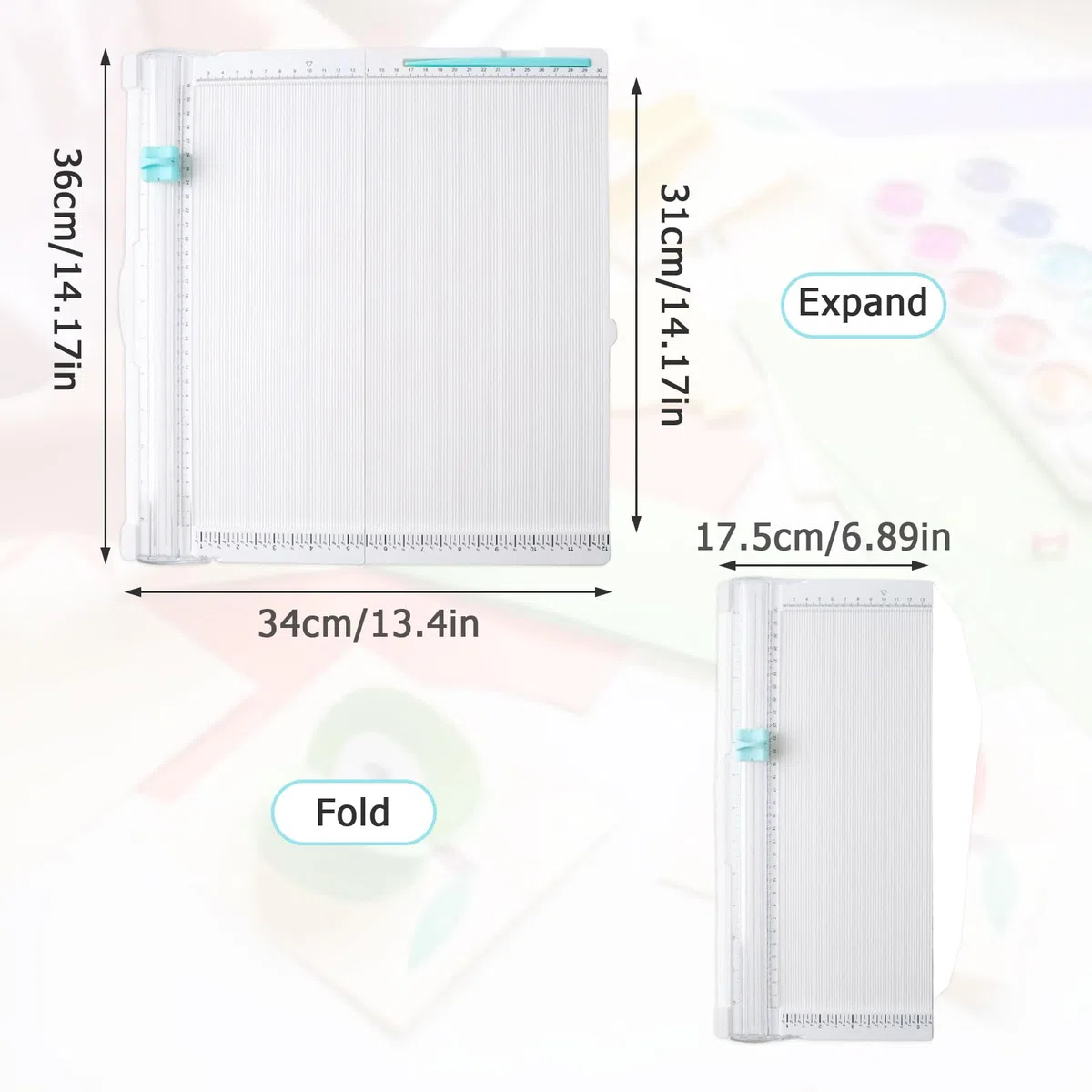 MIYUANGKJ Papierschneider mit Falzbrett 35 x 36 cm Papierfalzmaschine Papierschneidegerät Papierschneider Schneidemaschine 2-in-1 für Scrapbooking Karten Basteln und Basteln