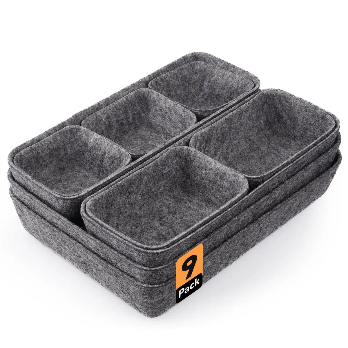 Schubladen Organizer, 9 Stücke Filz Schubladenbox Ordnungssystem für Schminktisch/Schreibtisch/Büro, Aufbewahrungsboxen Set in 4 Größen