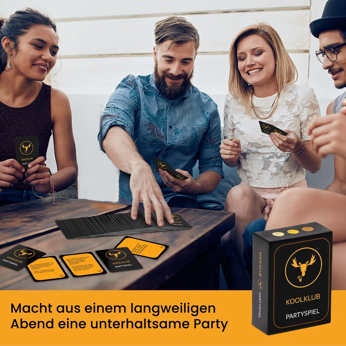 KOOLKLUB-PARTYSPIEL | Das unterhaltsamste Partyspiel in Deutschland | Kartenspiel Spieleabend Party Zubehör Gesellschaftsspiel | 100 Karten | Geschenk Junggesellenabschied Geburtstag Geschenkidee