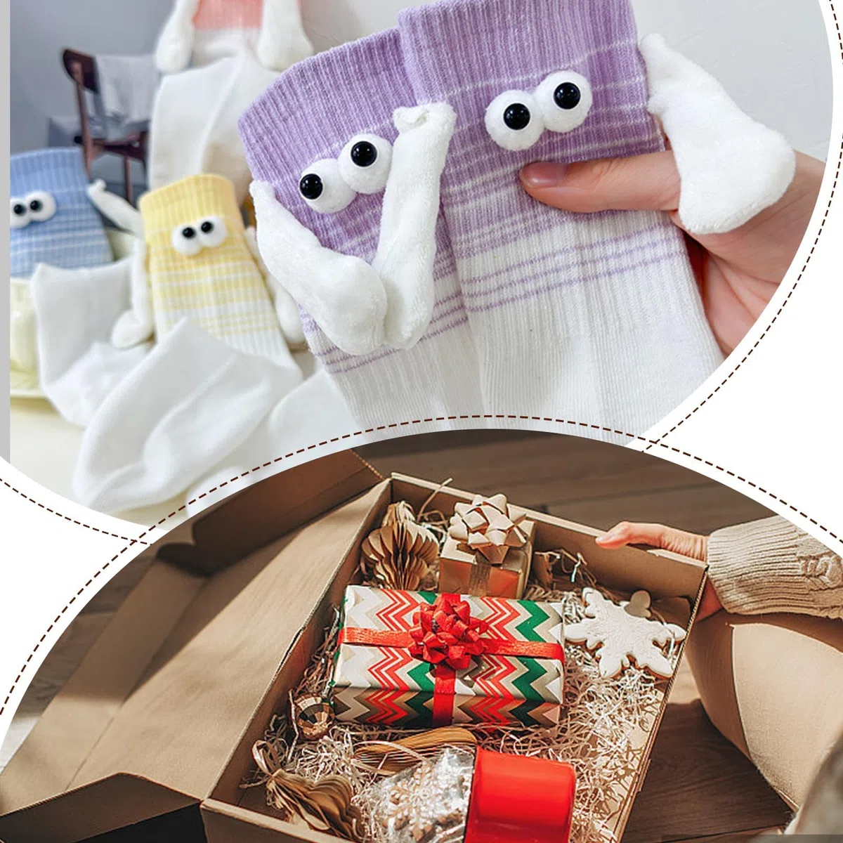 3 Paar Lustige Socken Mit Magnetischen Händen, Socken Magnetische Hände Gute Geschenke für Familie Freunde und Kollegen Geeignet für Valentinstag, Geburtstagsfeier, Kleidung Party