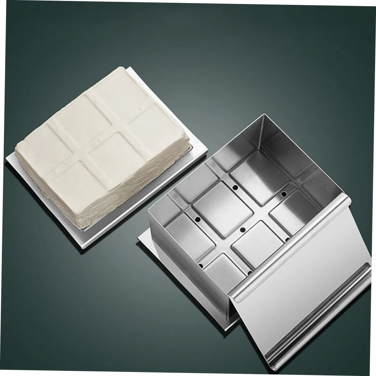 Tofu Presswerkzeug aus Edelstahl 304 Praktische Tofu Kasten zum Selbermachen von Bohnenquark Spülmaschinenfest Silberfarben Geeignet für Küchengebrauch zu Hause