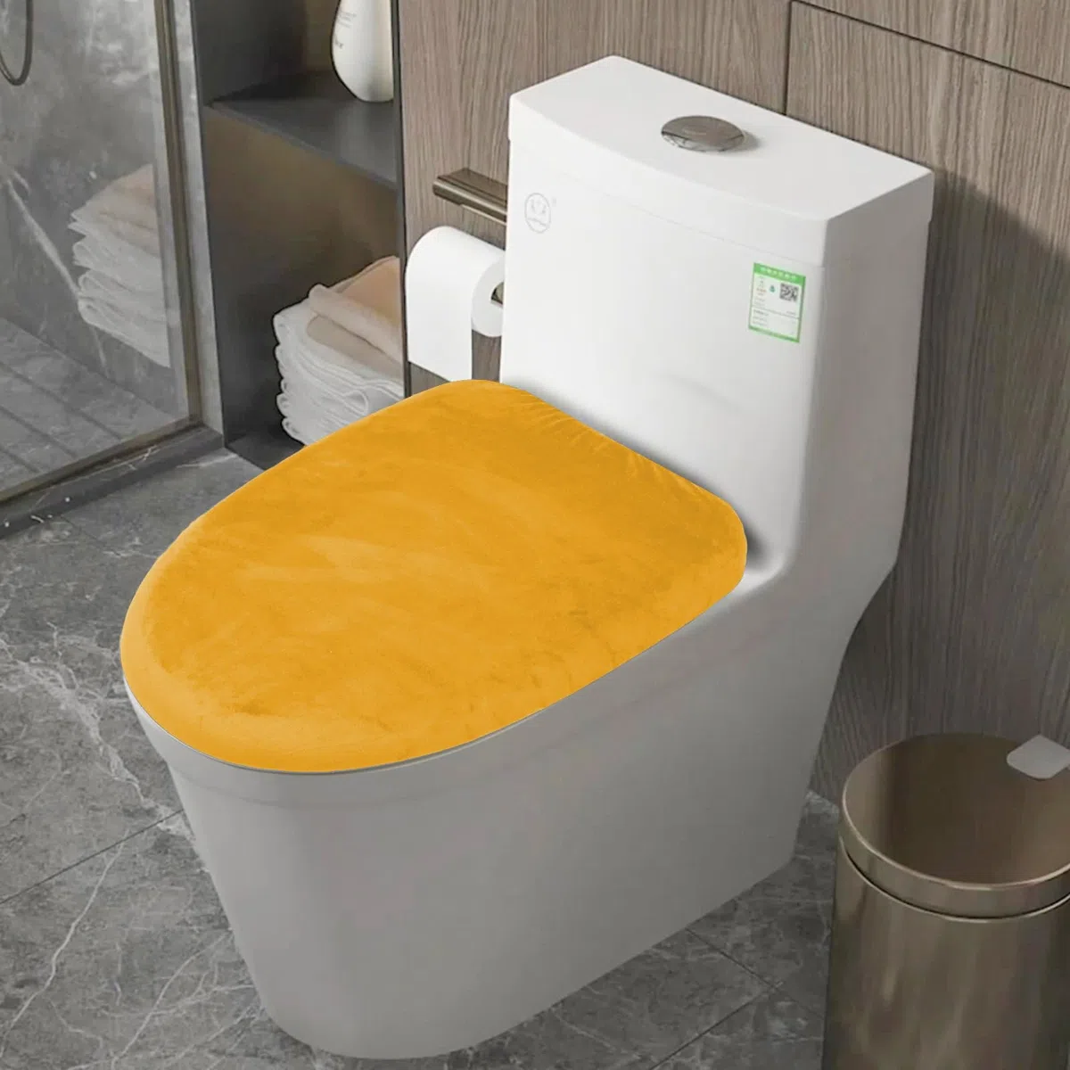 2-teiliges WC-Deckel-Set, Stretch-Samt WC-Sitzbezug fürs Badezimmer, ultraweicher WC-Deckel Luxus-Samt maschinenwaschbar, passend für die meisten runden, länglichen und rechteckigen Deckel