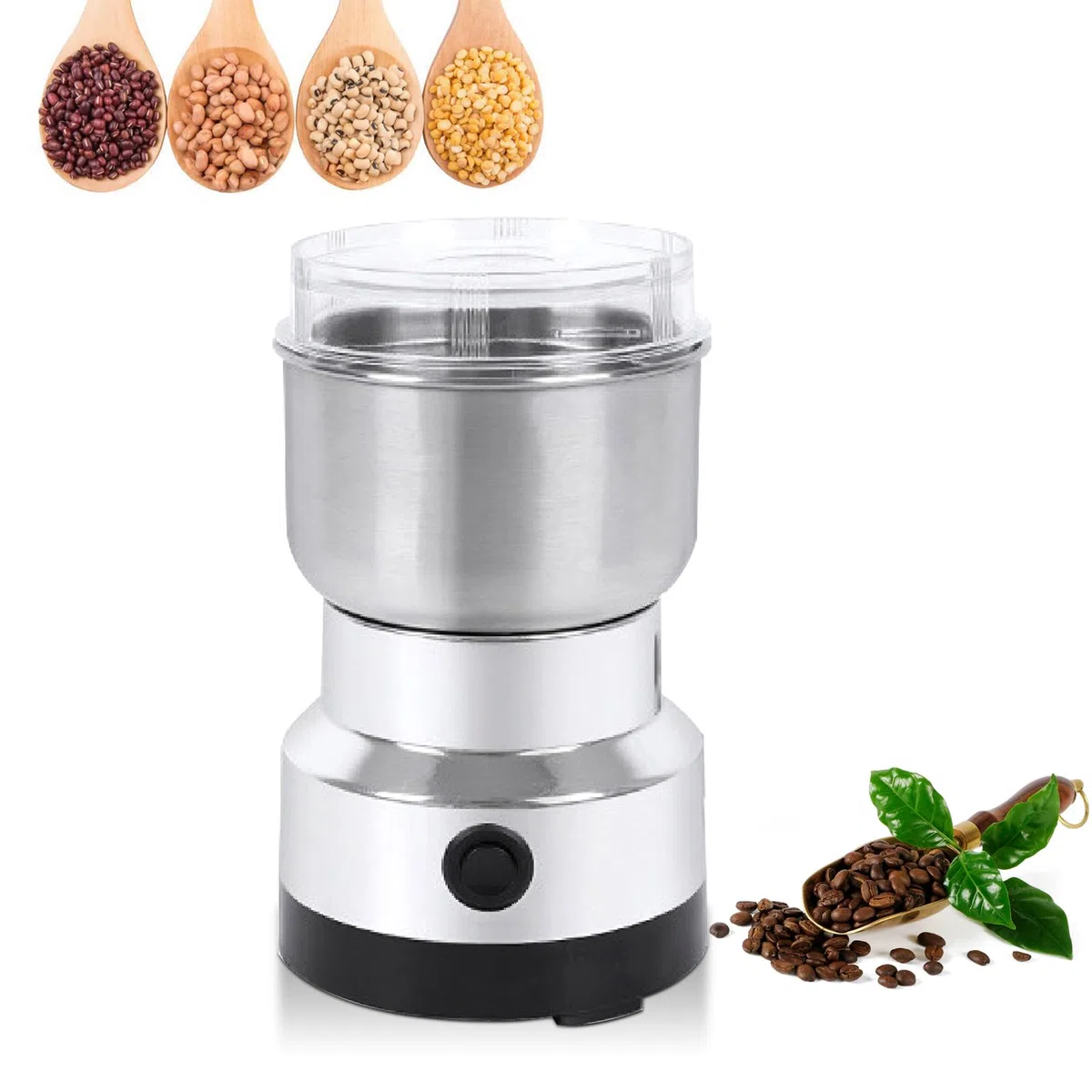 Elektrische Getreidemühle Gewürz Superfine Mühle Smash Maschine Elektrische Mühle Mini Mühle Trichter Küchenmaschine für Getreidenüsse Würzen Kaffeebohnen Getreide Reis 300g