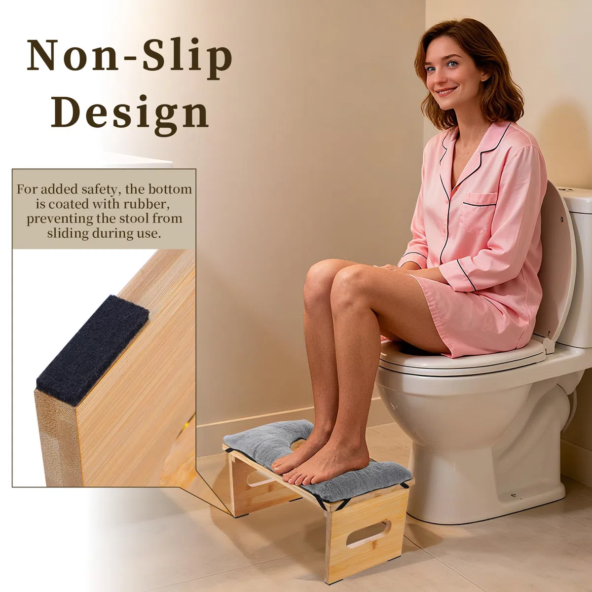 Toilettenhocker für Erwachsene mit bequemem Kissen, faltbarer und langlebiger Toilettenhocker für Erwachsene