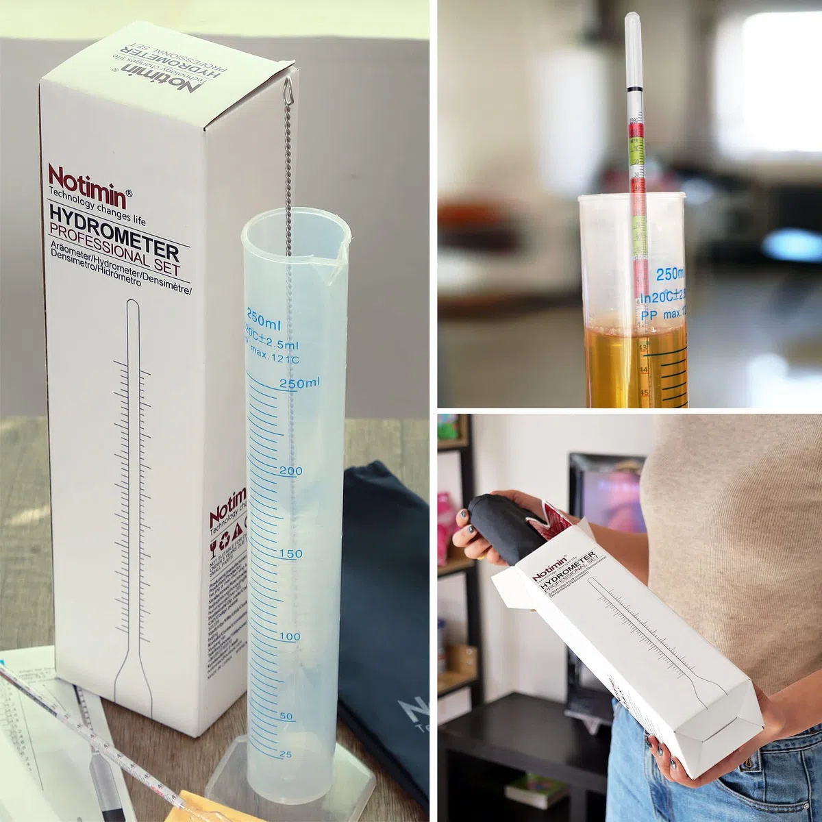 Zuckergehalt Messgerät Winzer Hydrometer für Hausbrauwein, Obstwein, Bier - Alkoholmeter zur Messerung von Dichte, Zuckergehalt, potentiellen Alkoholgehalt vor der Gärung(Enthält Messzylinder)