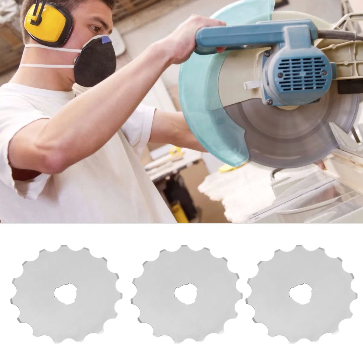 5 Stück Ersatz-Patchwork-Schneidmesser, Papierperforiervlies-Rotationsschneider, Gezahnte Klingen, Solides Schnellarbeitsstahlmaterial, 45 Mm Häkelkante, Drehbar für Lederstoff
